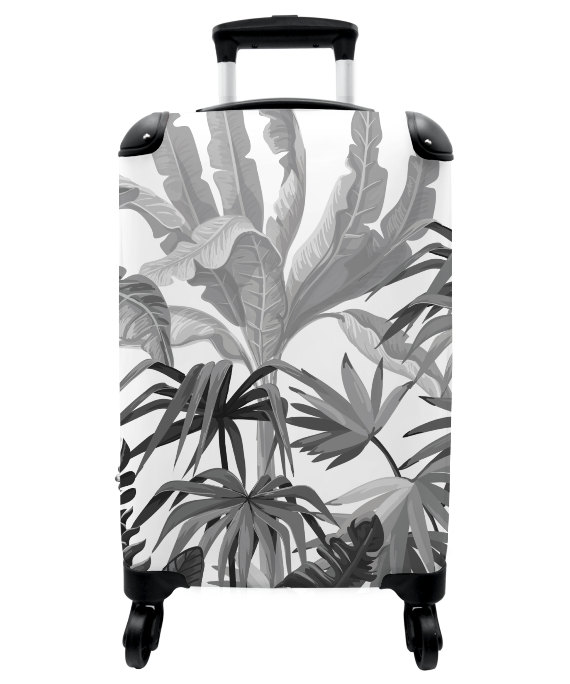 Koffer - Vintage - Bladeren - Tropisch - Zwart wit - Palmblad