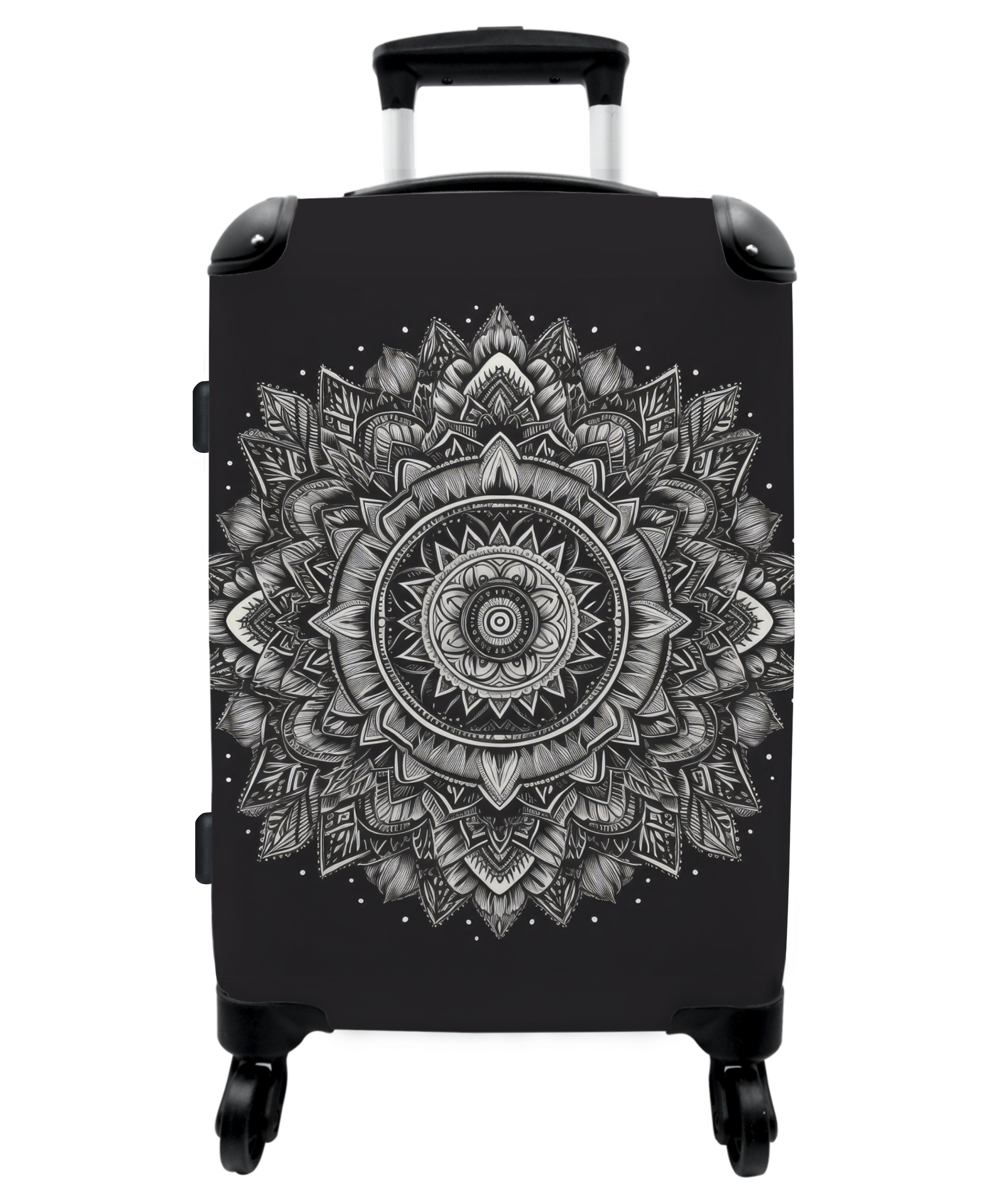 Koffer - Mandala - Zwart wit - Bloemen - Bohemian - Natuur
