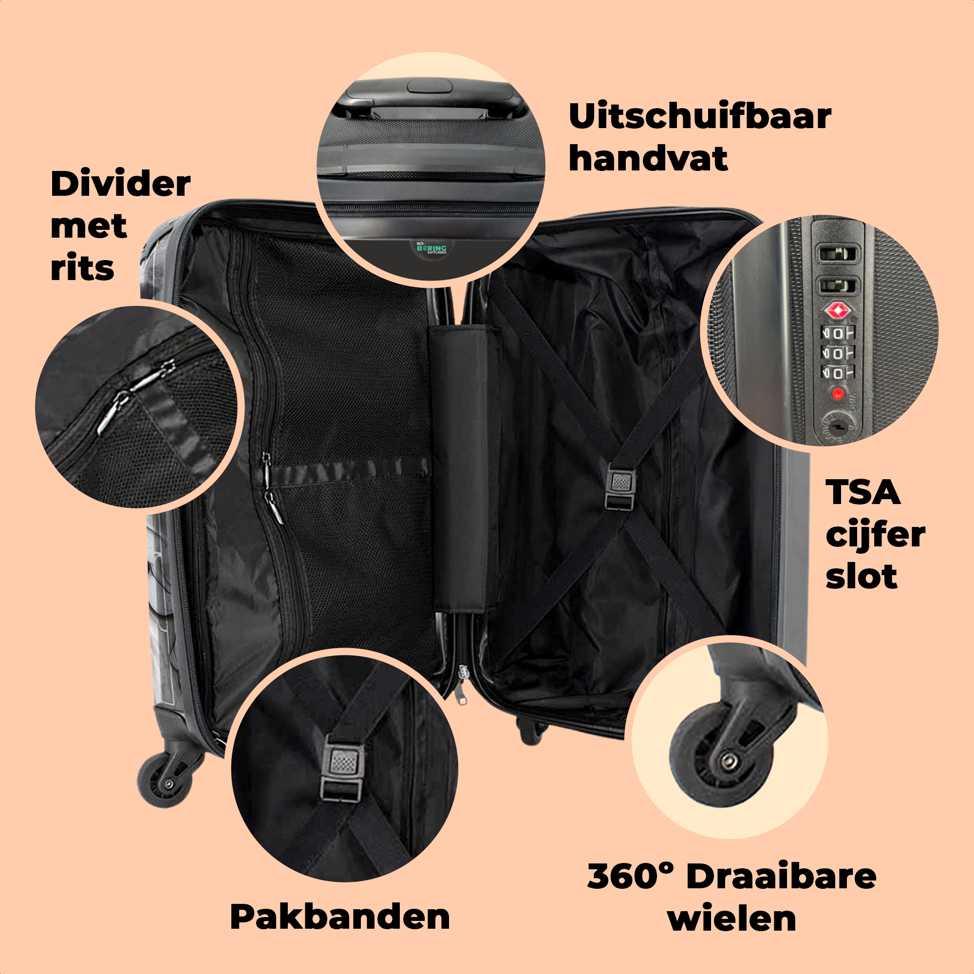 Koffer - Marmer - Luxe - Zwart wit - Grijs - Marmerprint-thumbnail-2