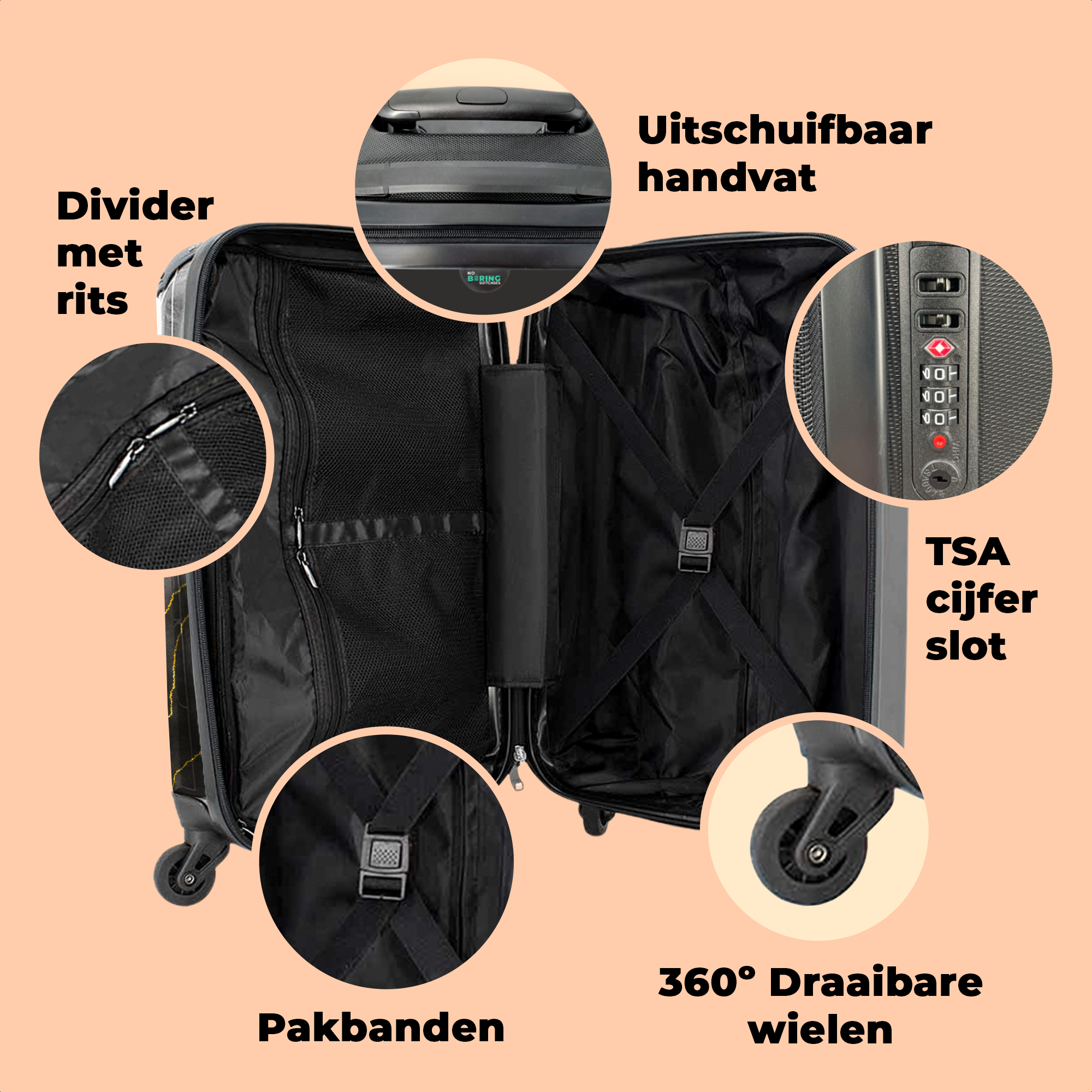 Koffer - Marmer - Zwart - Goud - Luxe - Marmerlook-thumbnail-2