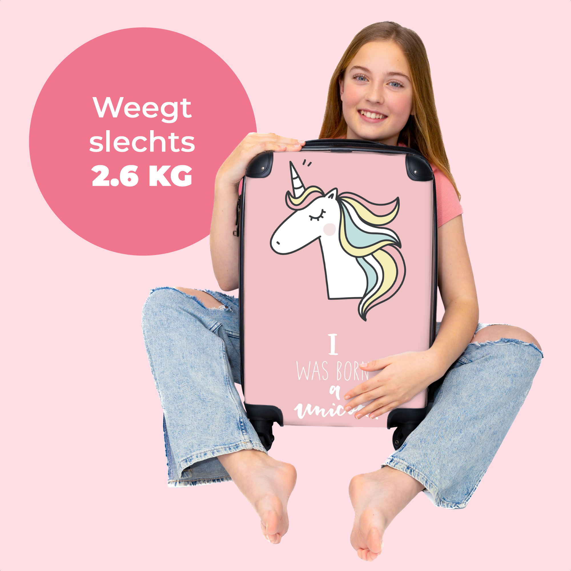 Koffer - Quote - Meisjes - Eenhoorn - Roze - I was born a Unicorn-thumbnail-4