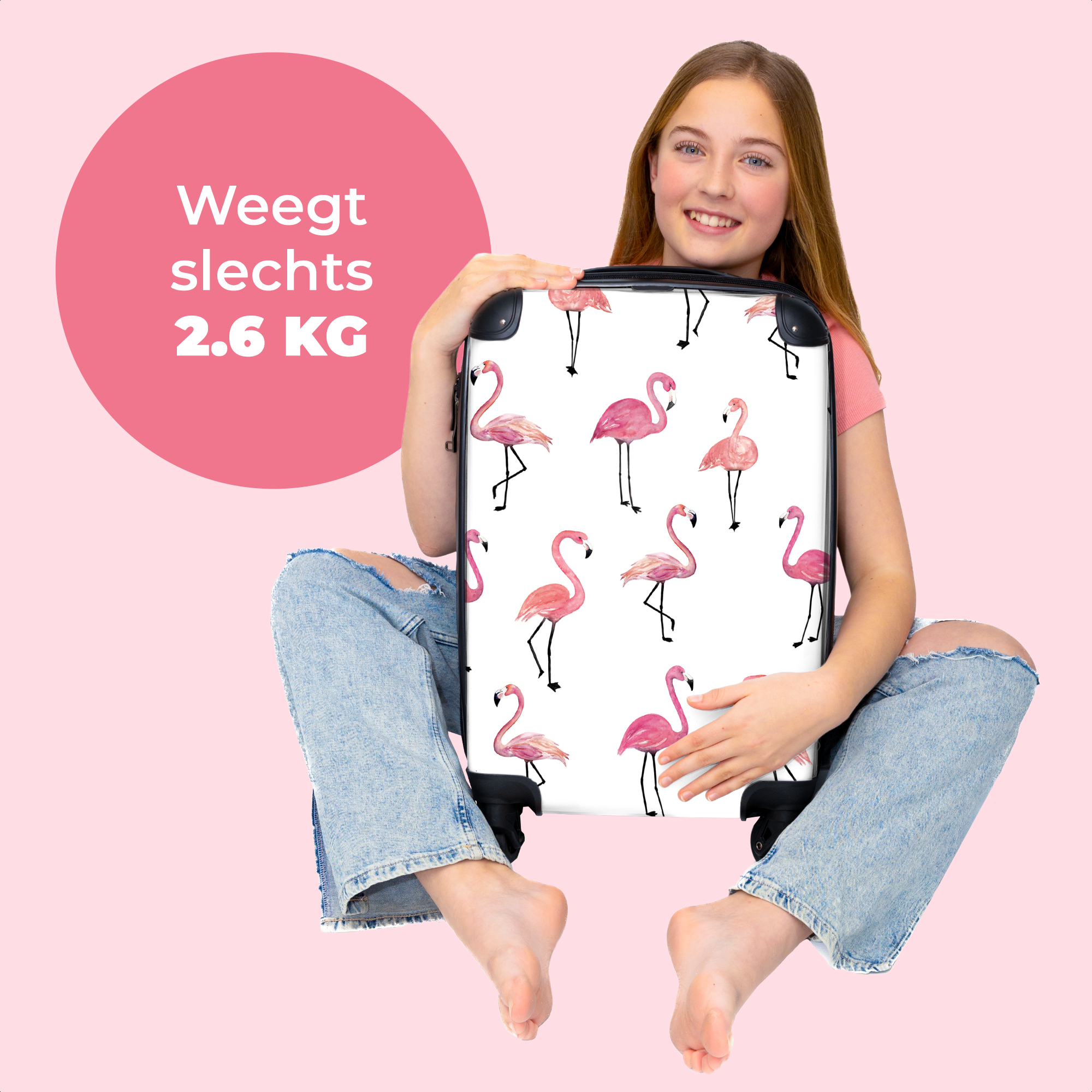 Koffer - Flamingo - Patroon - Roze - Meisjes-4
