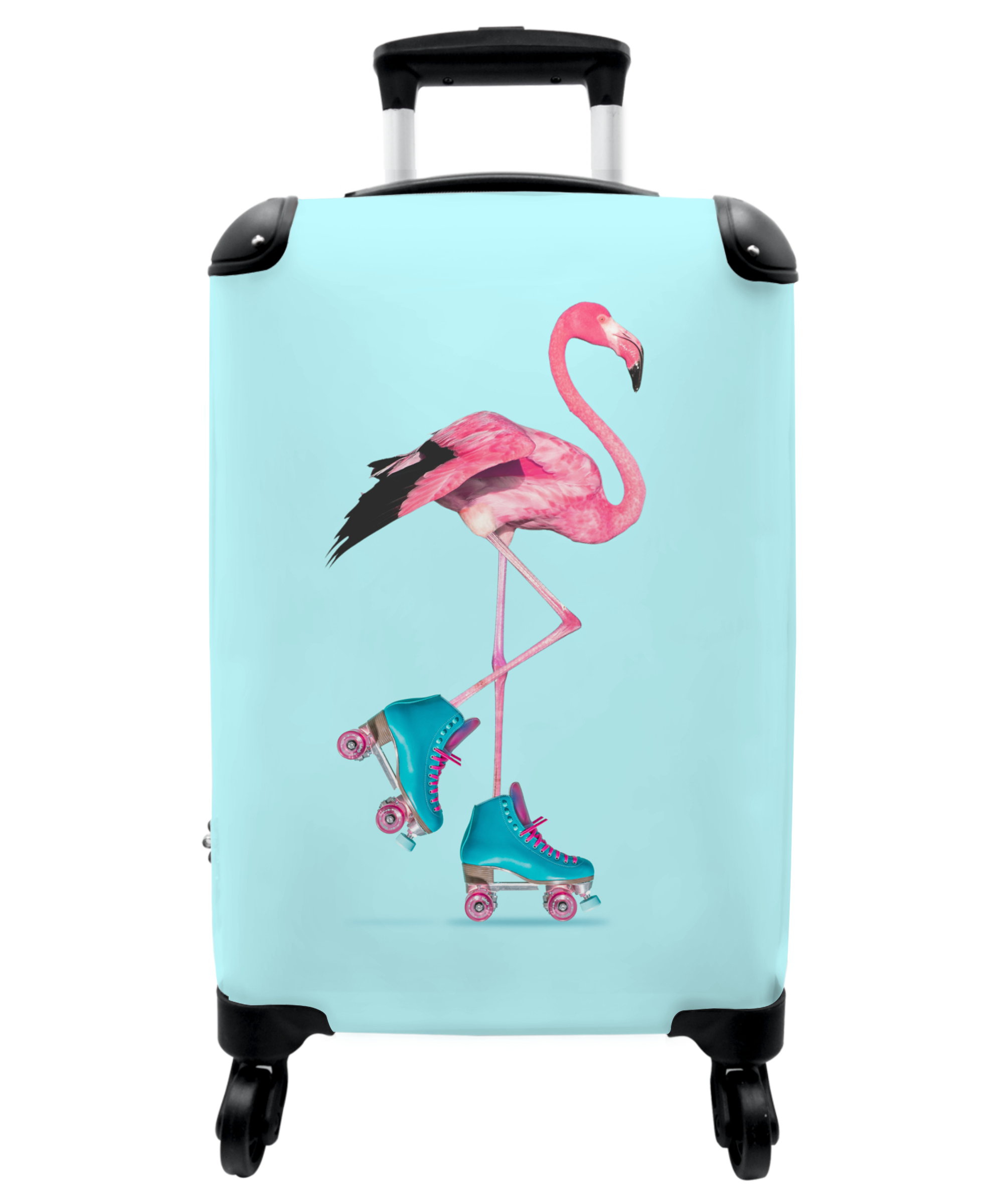 Koffer - Flamingo - Rolschaatsen - Blauw - Roze