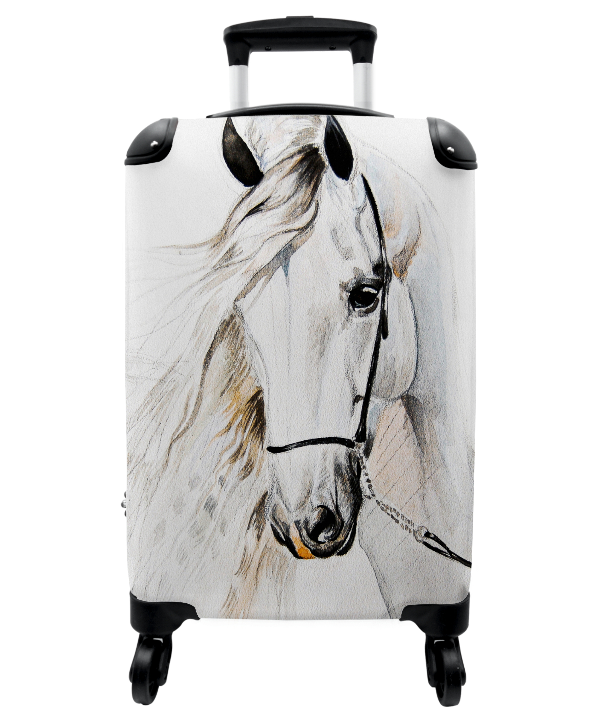 Koffer - Paard - Wit - Illustratie - Meisje
