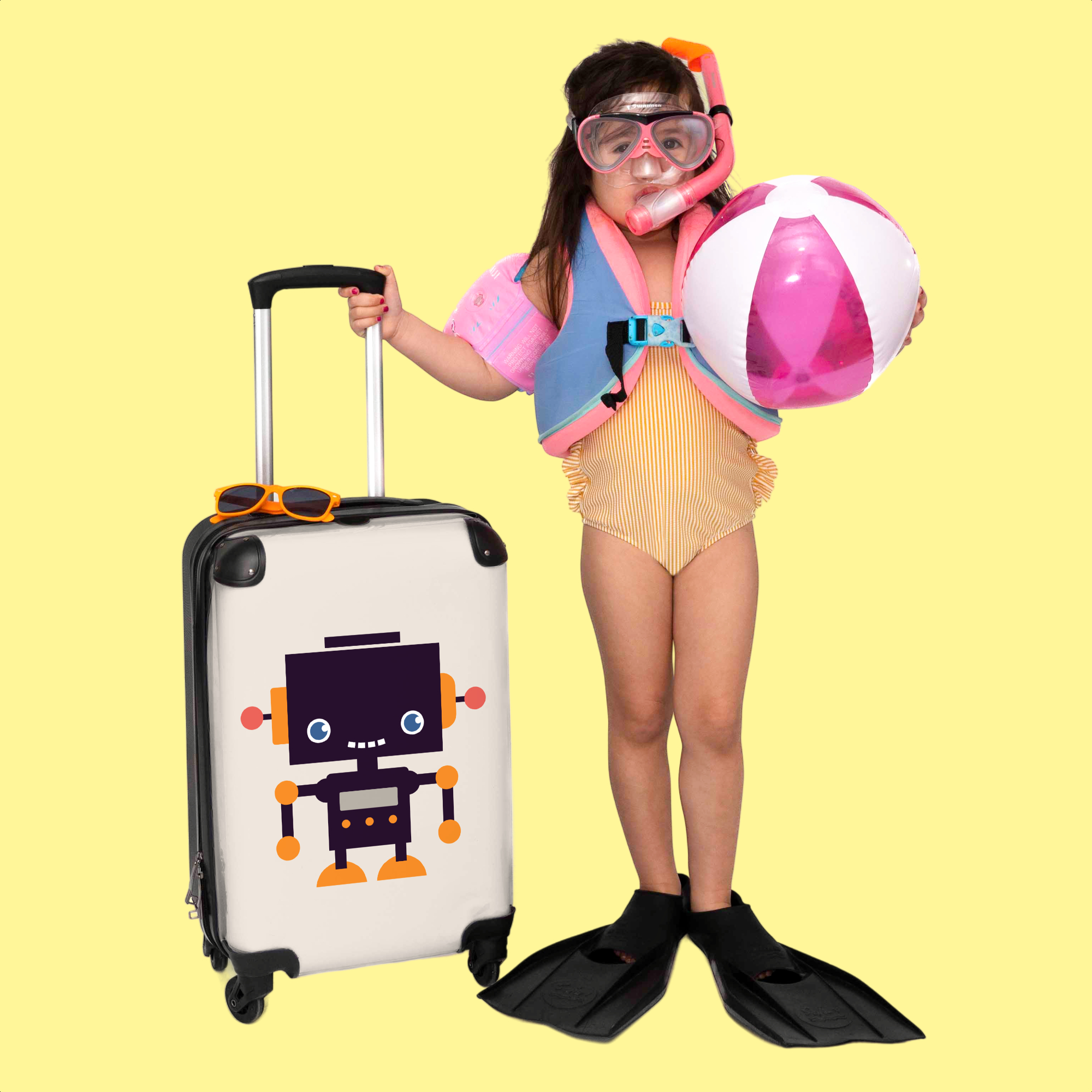 Koffer - Robot - Antenne - Beige - Kinderen-thumbnail-3