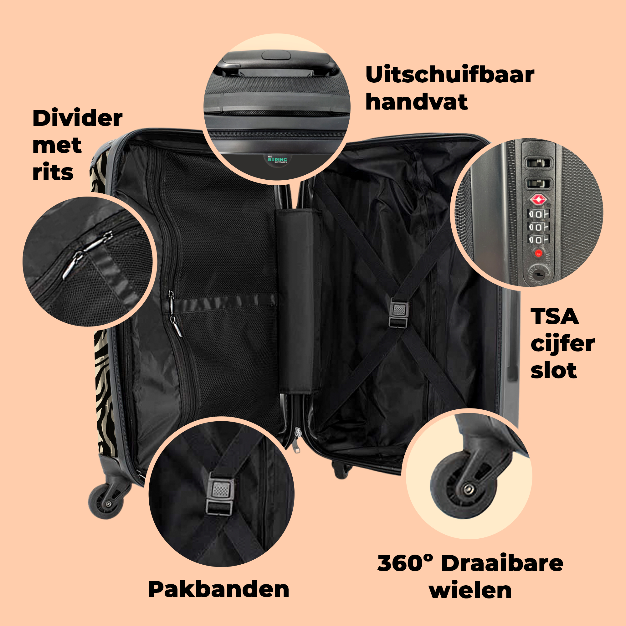 Koffer - Dierenprint - Zebra - Zwart - Design-thumbnail-2