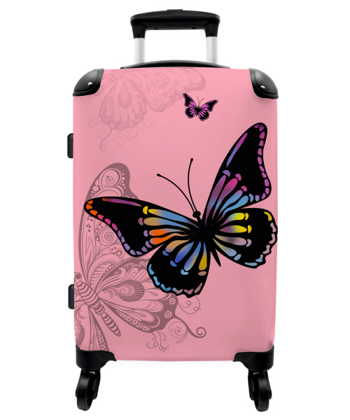 Koffer - Vlinder - Regenboog - Roze - Design