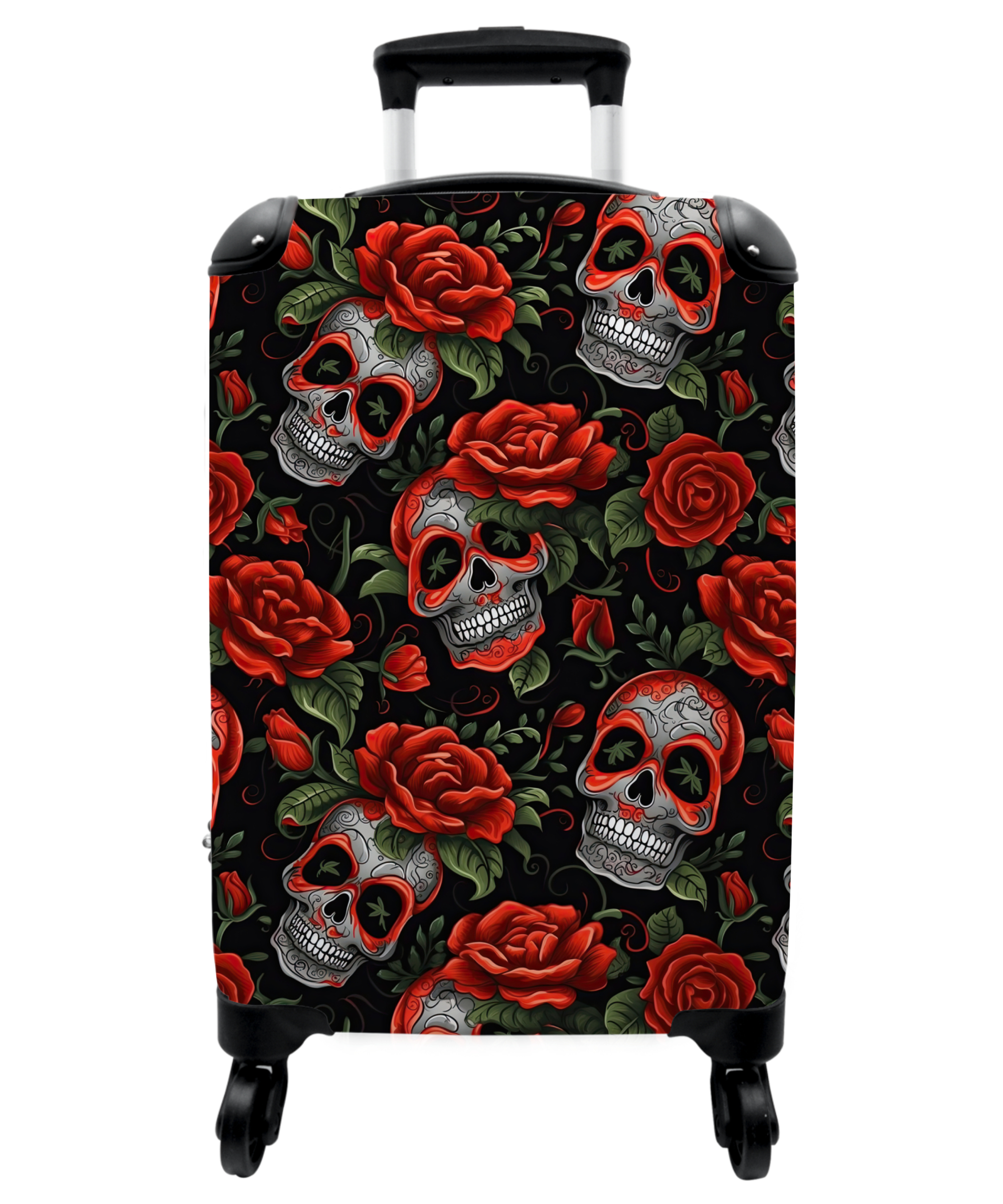 Koffer - Schedels en rode rozen-1