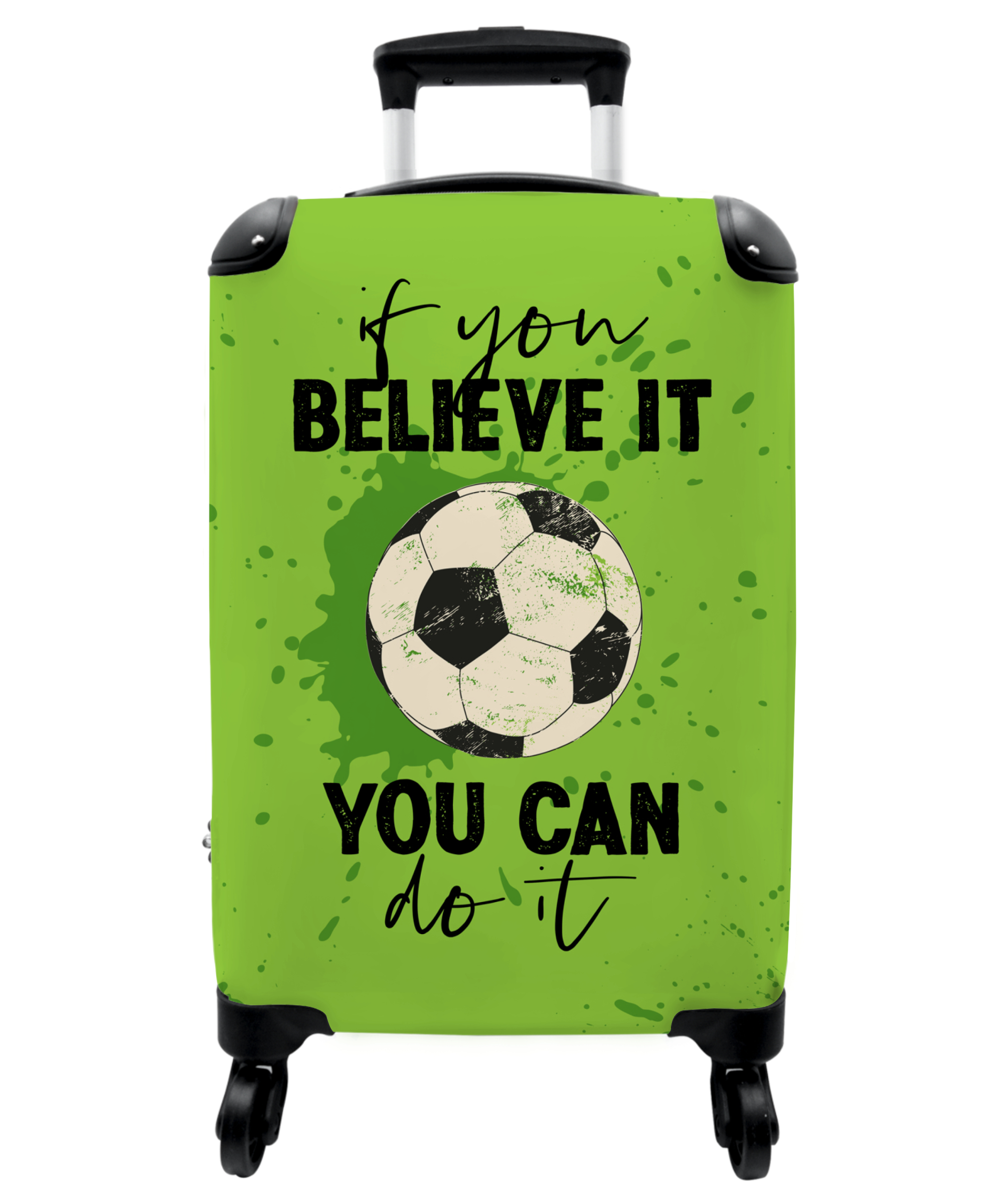 Koffer - Quotes - 'If you believe it you can do it' - Voetbal - Groen - Vintage-thumbnail-1