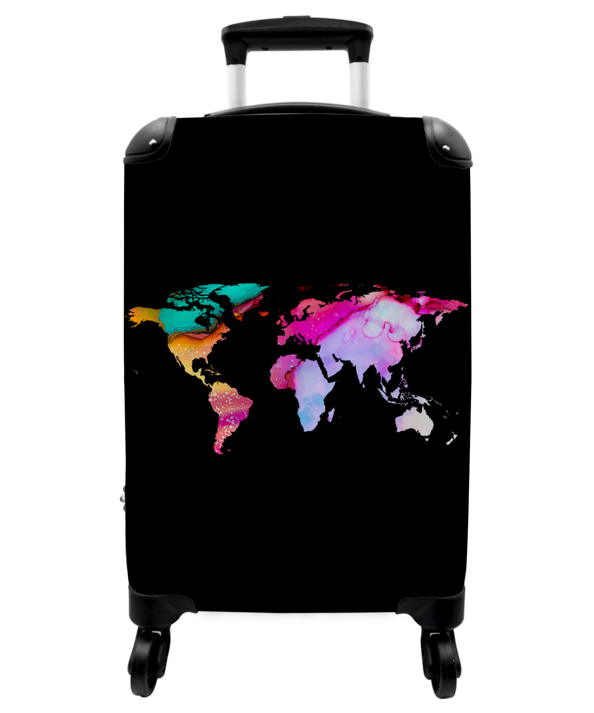 Koffer - Wereldkaart - Marmer - Regenboog - Marmerlook