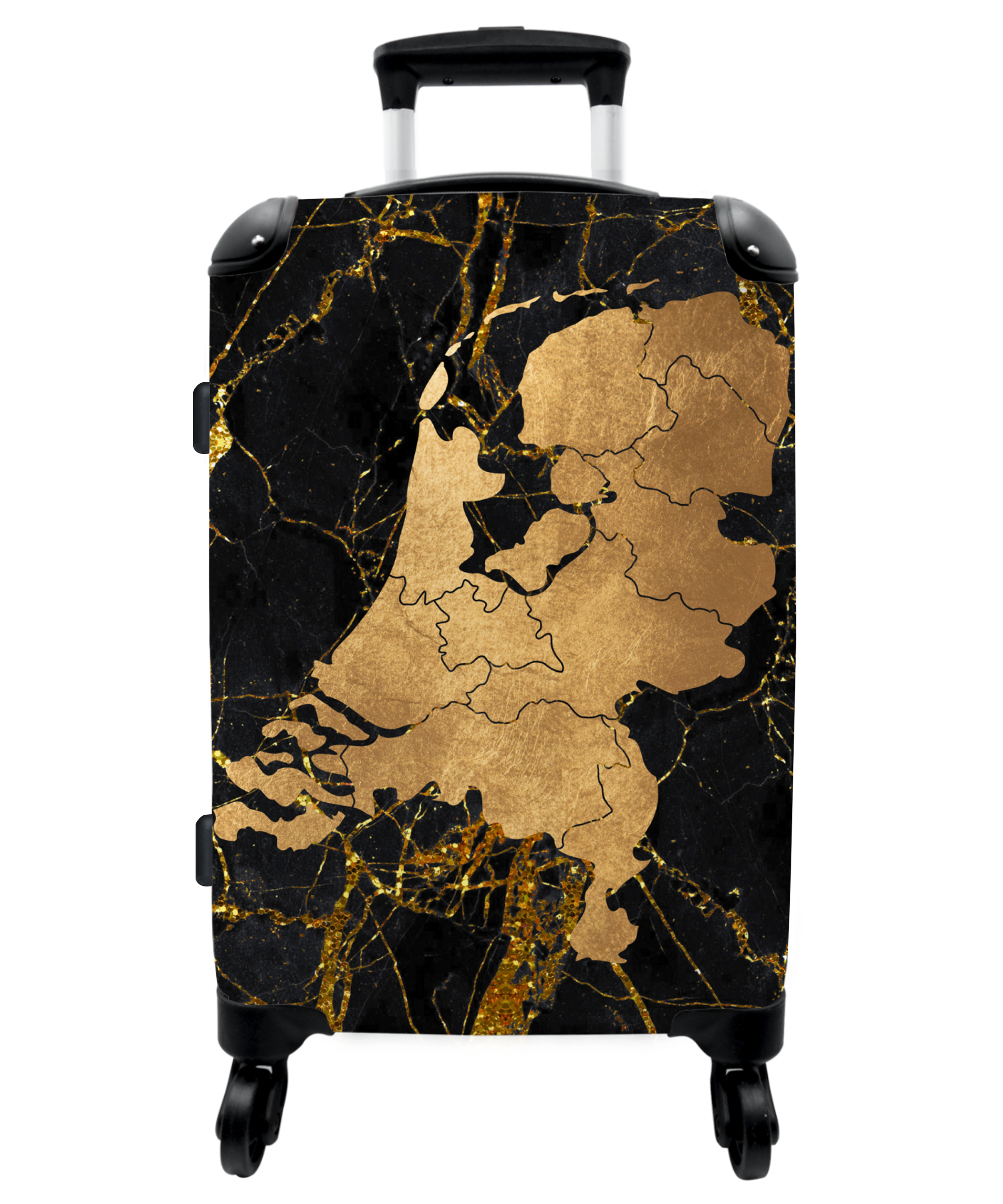Koffer - Kaart - Nederland - Marmer - Goud - Marmerlook