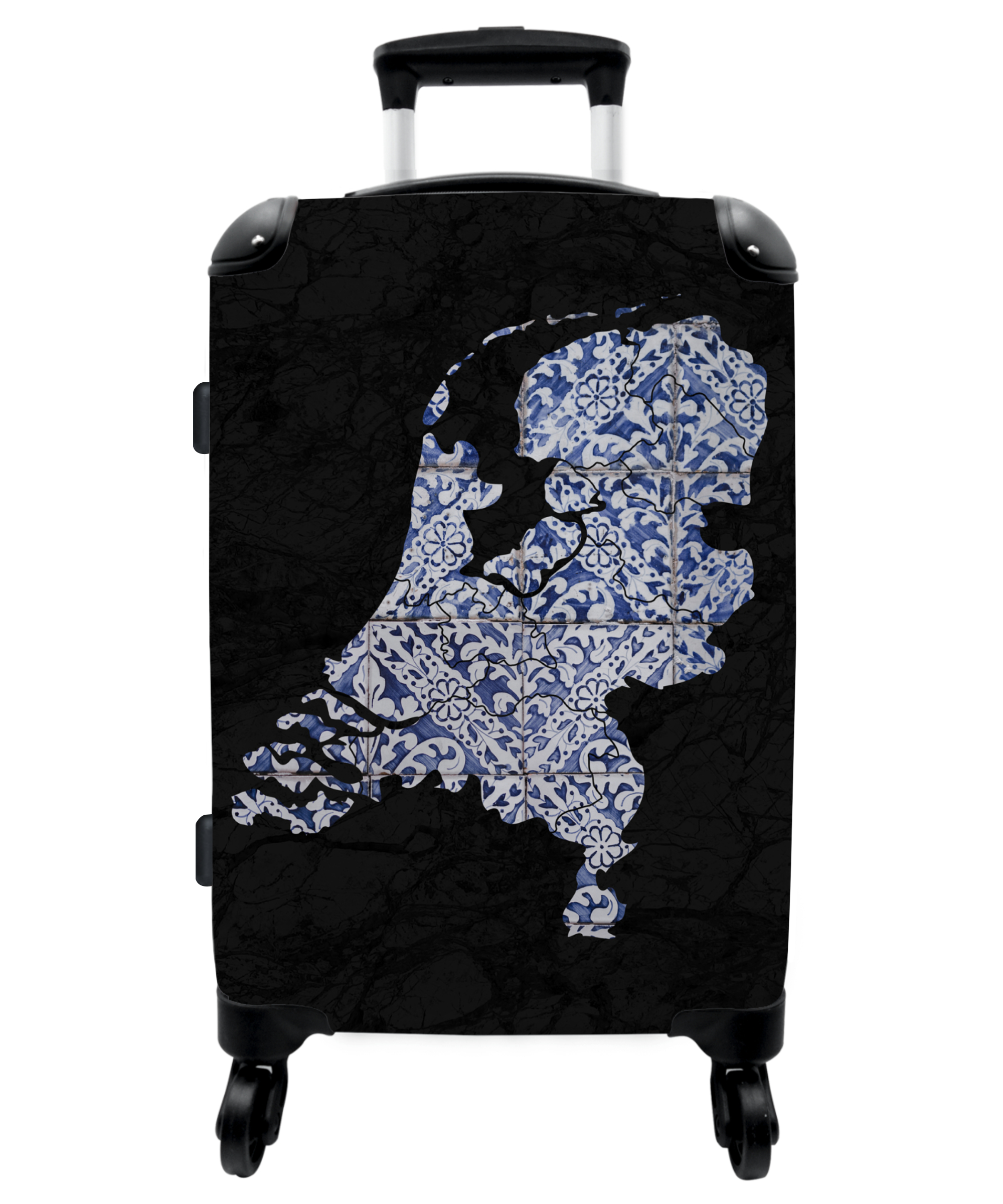 Koffer - Kaart - Delfts blauw - Nederland - Zwart