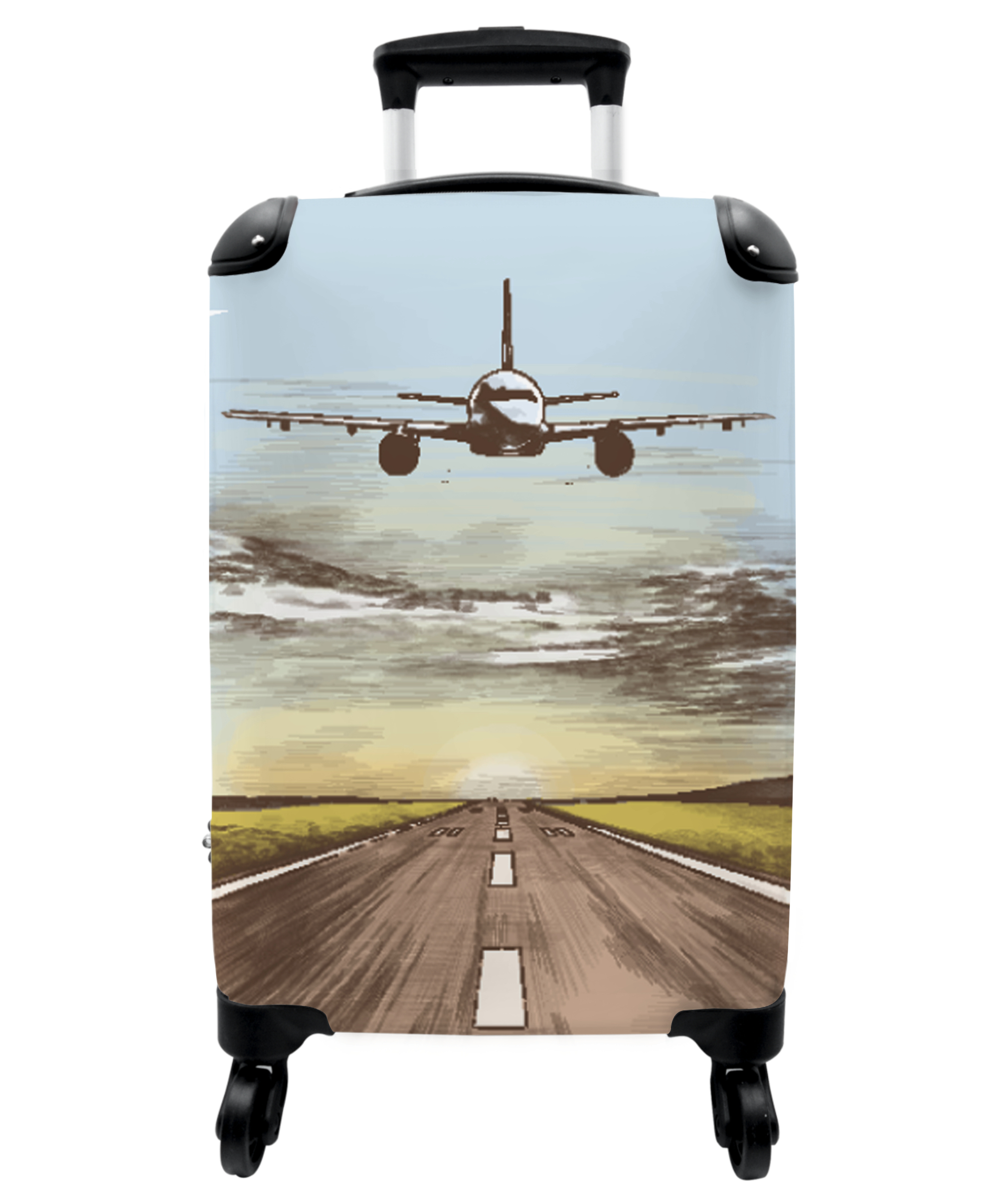 Koffer - Vliegtuig - Vliegveld - Zonsondergang - Vintage-thumbnail-1