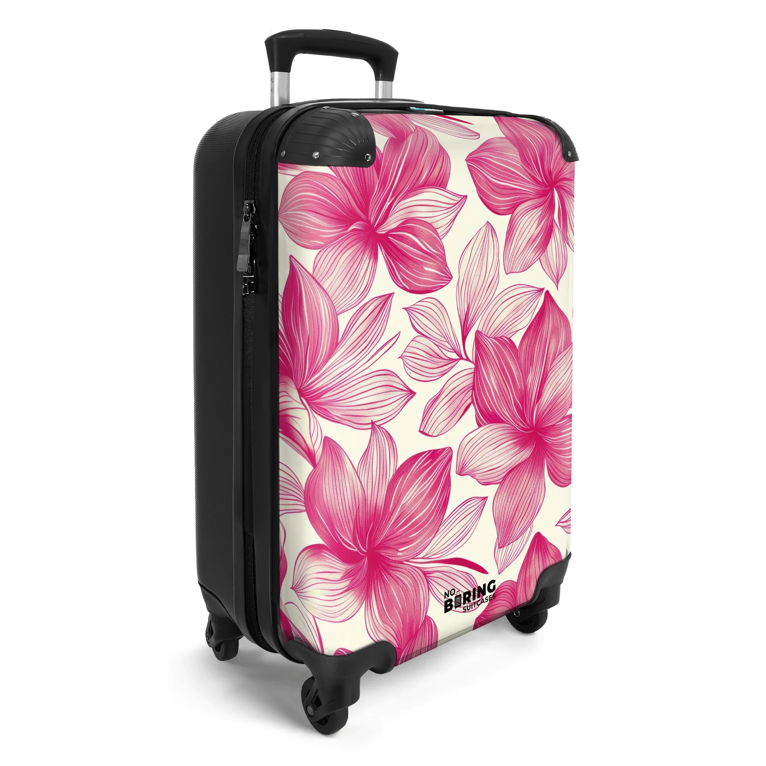 Koffer - Vintage bloemenpatroon - Roze met crème-2