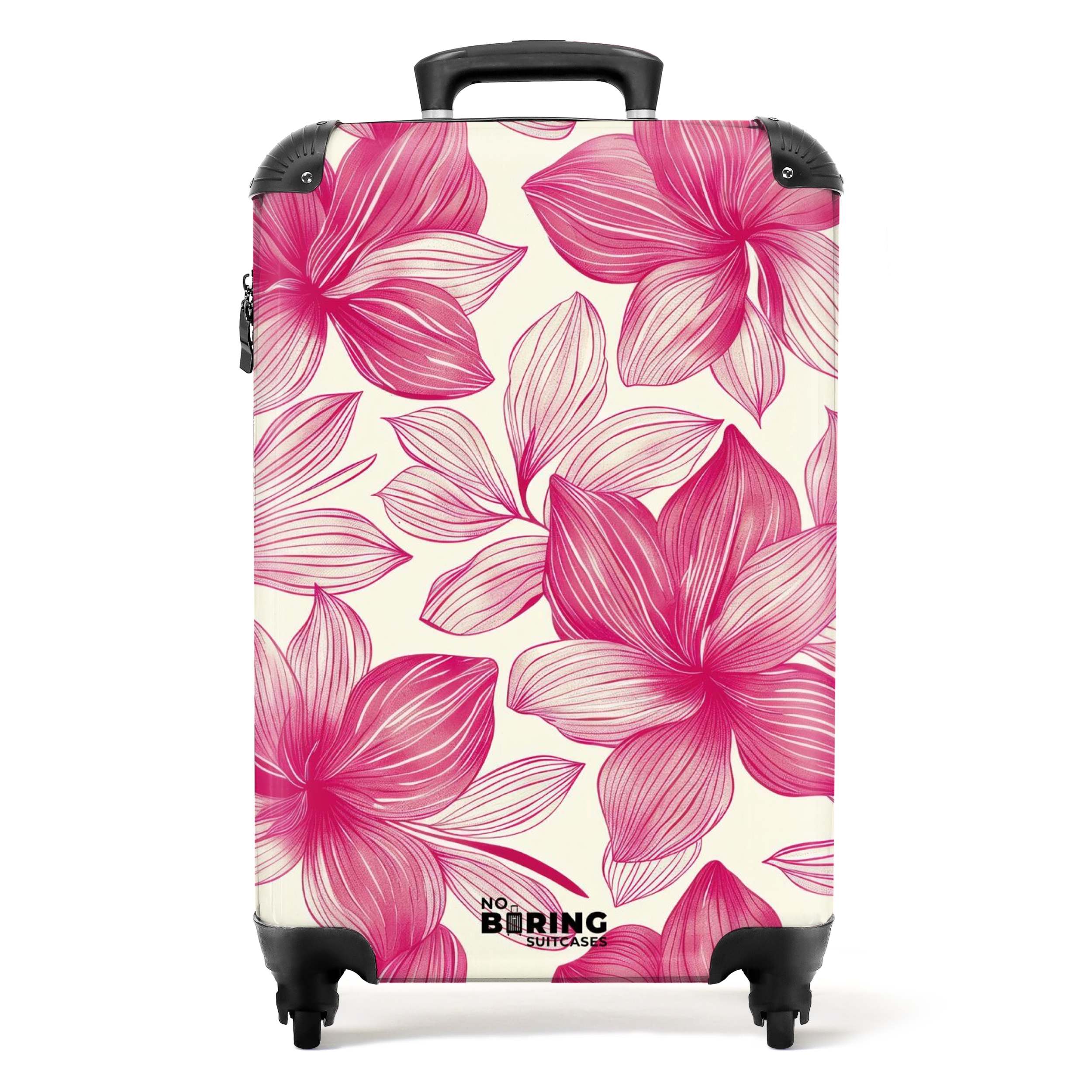 Koffer - Vintage bloemenpatroon - Roze met crème