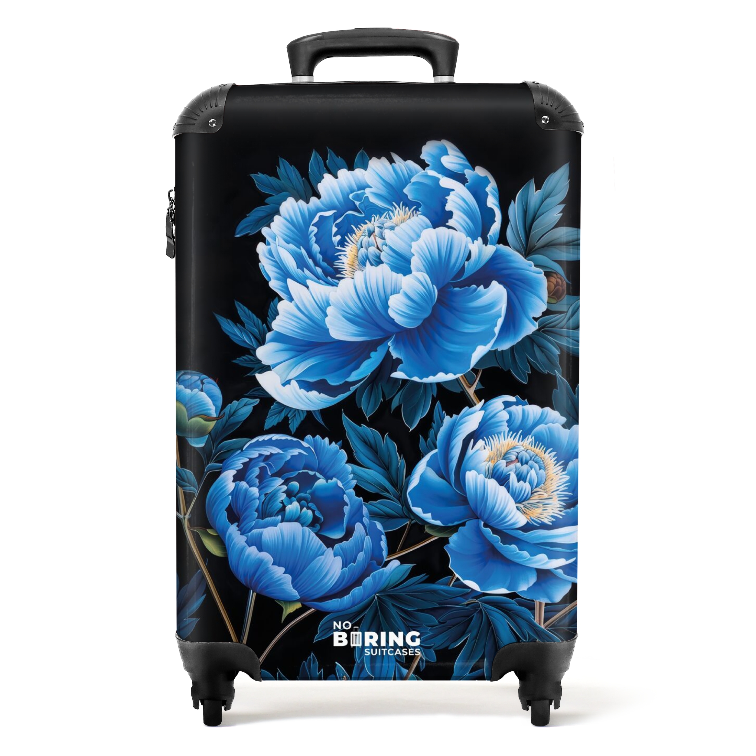 Koffer - Vintage bloemen - Pioenrozen blauw