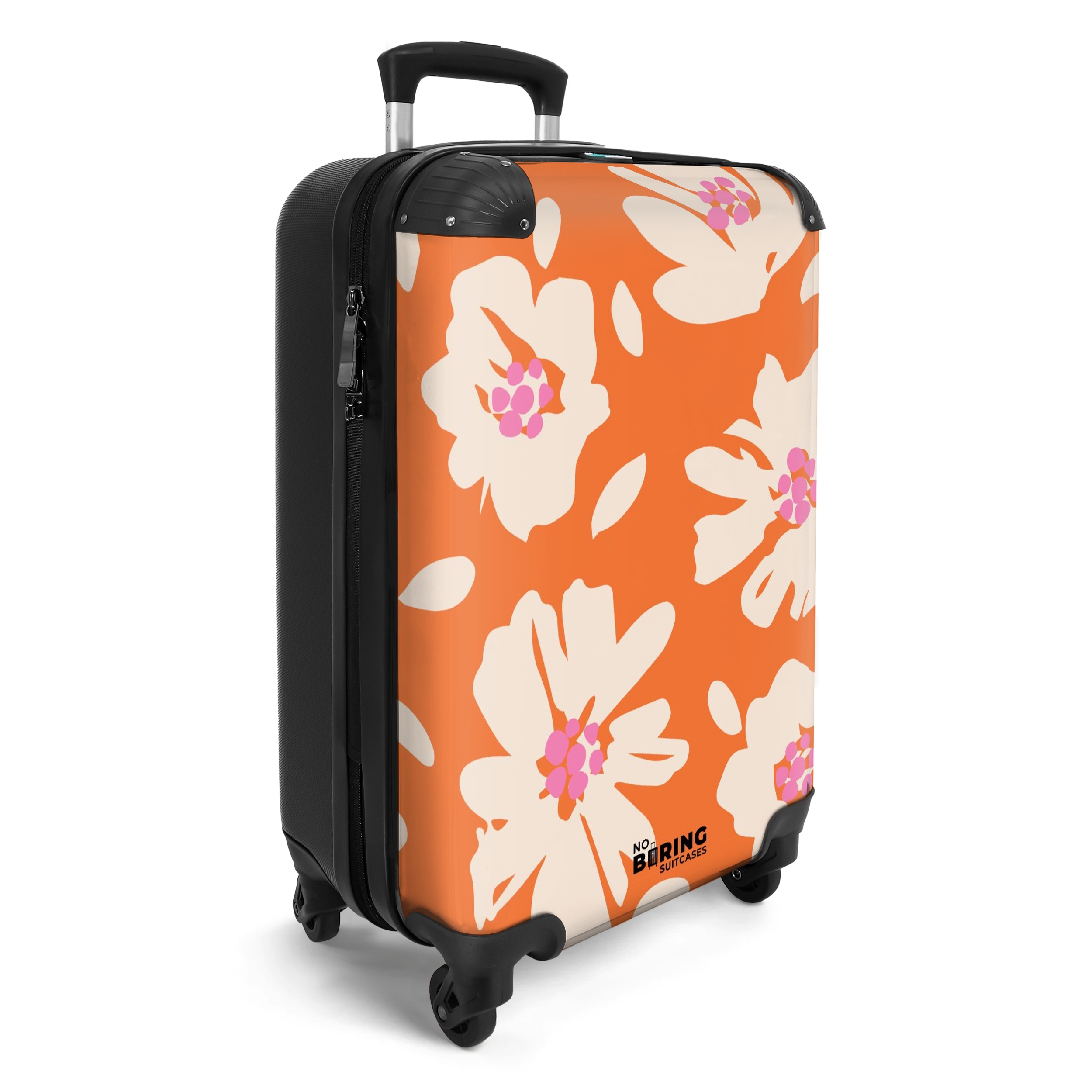 Koffer - Pastel bloemen - Crème met oranje-2