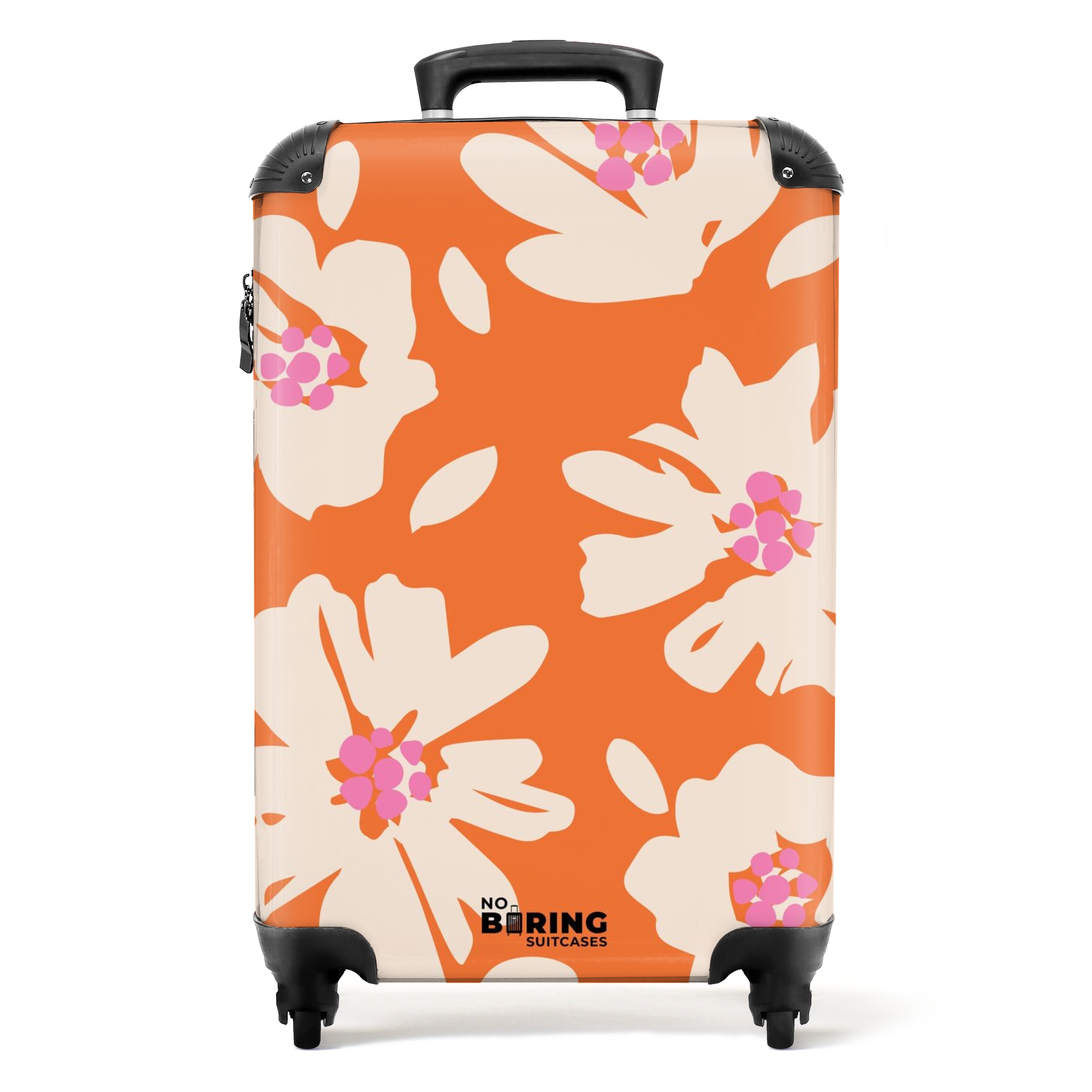 Koffer - Pastel bloemen - Crème met oranje