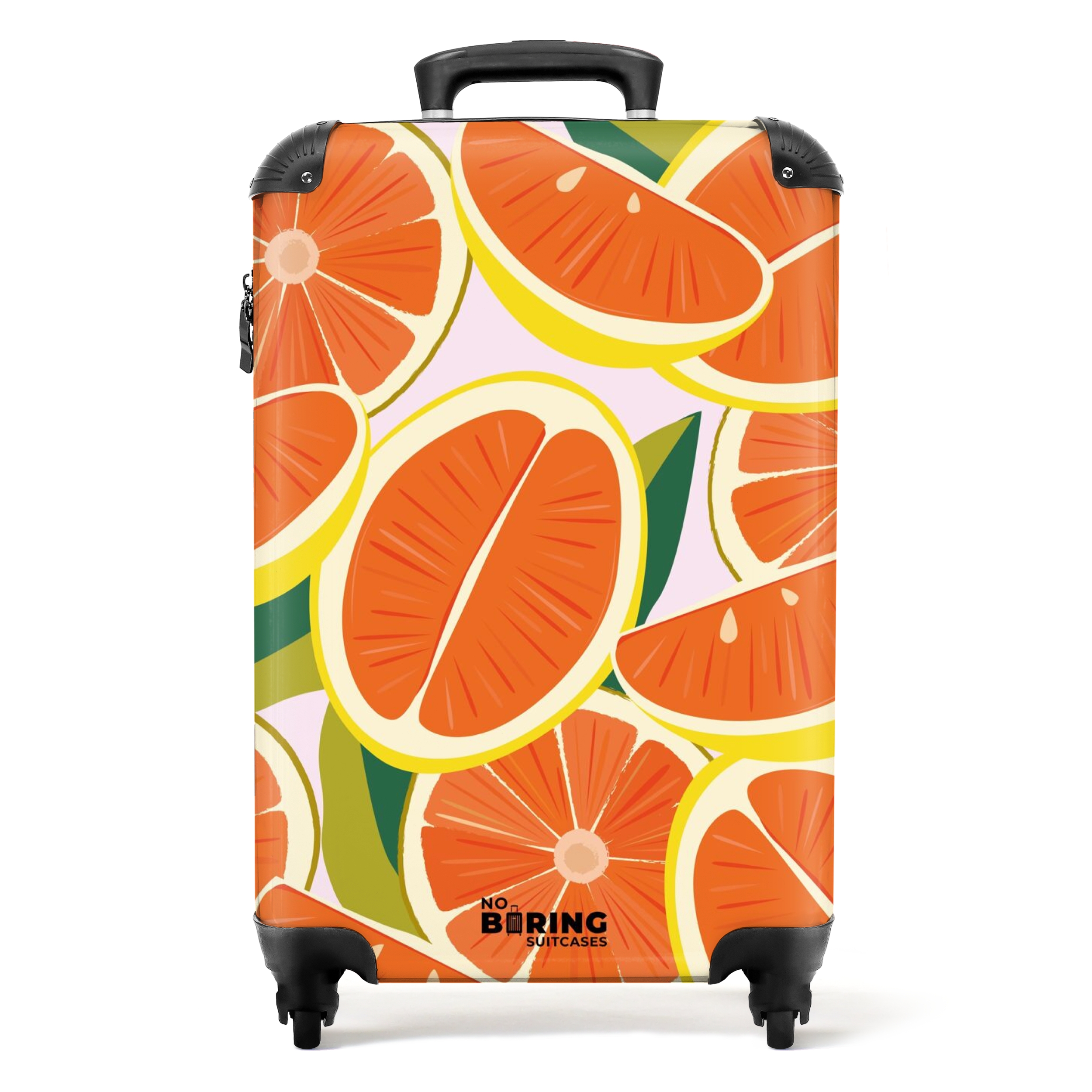 Koffer - Summer memories - Grapefruit op een roze achtergrond