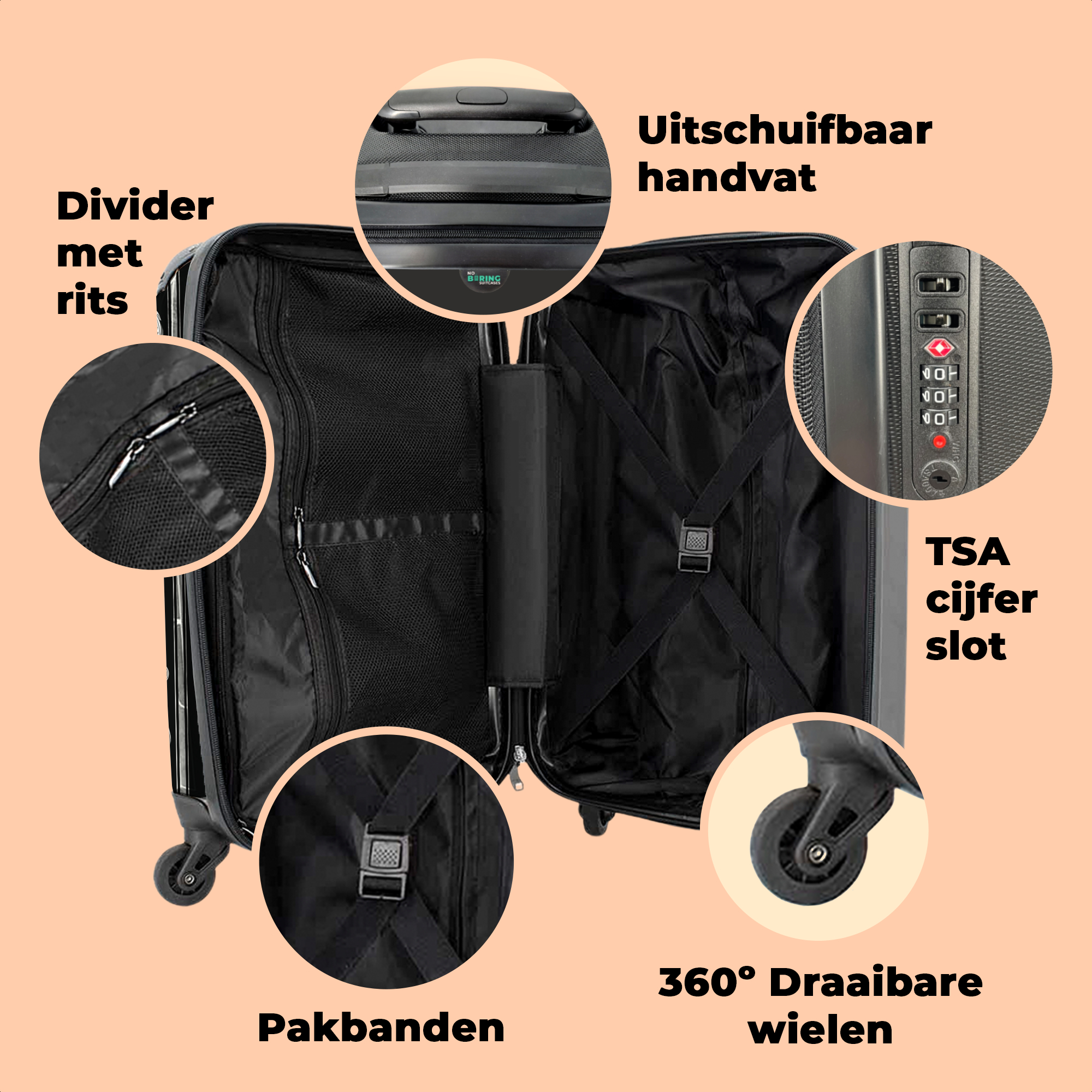 Koffer - Speelkaart - Doodskop - Design - Zwart wit - Mannen-thumbnail-2