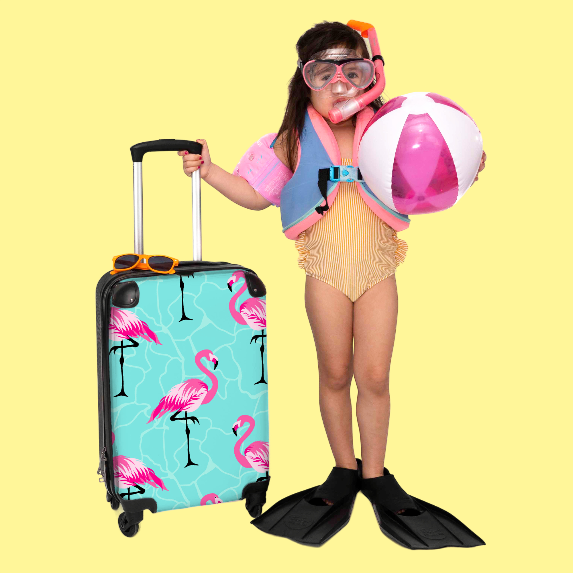 Koffer - Flamingo - Meisje - Kind - Blauw - Design-3