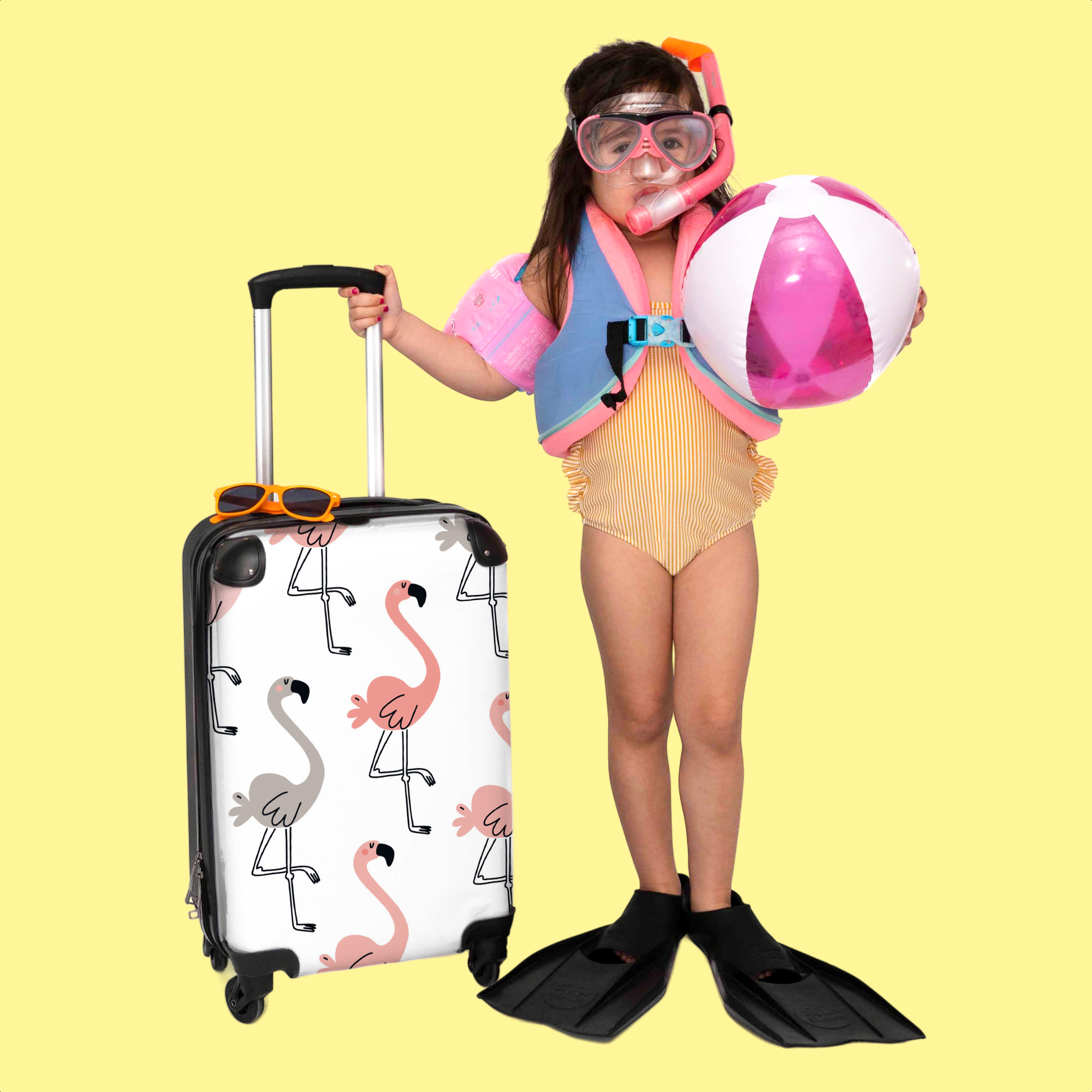 Koffer - Illustratie - Flamingo - Vogels - Meisje - Kinderen-3