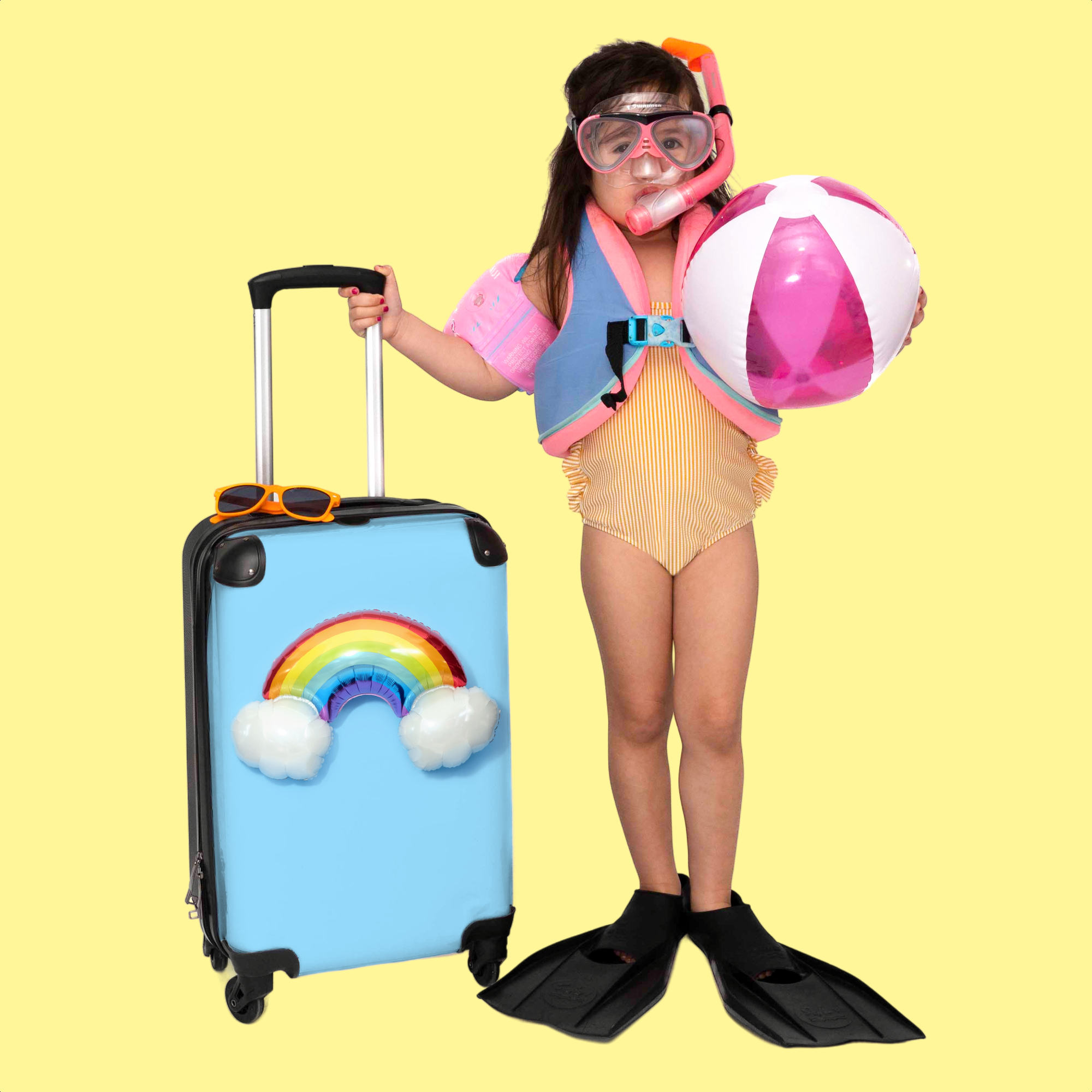 Koffer - Regenboog - Ballon - Blauw - Kind - Meisje-3