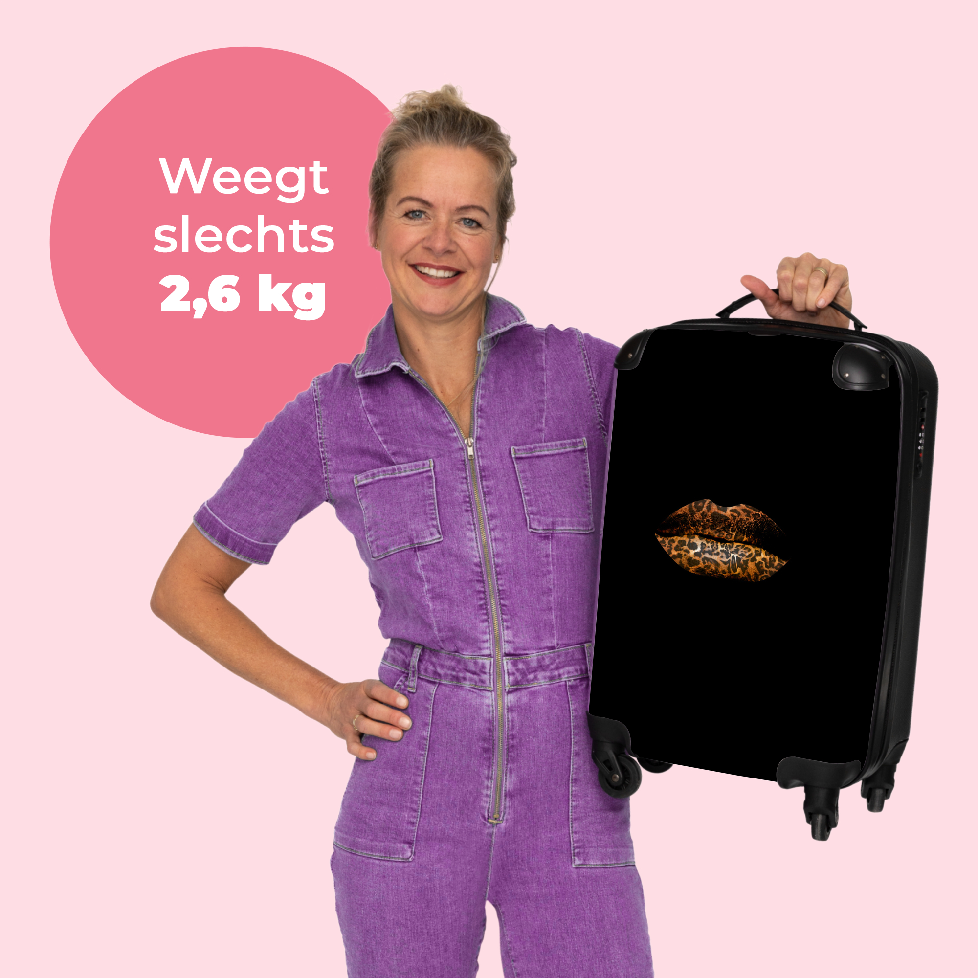 Koffer - Lippen - Panterprint - Zwart - Luxe - Vrouwen-4