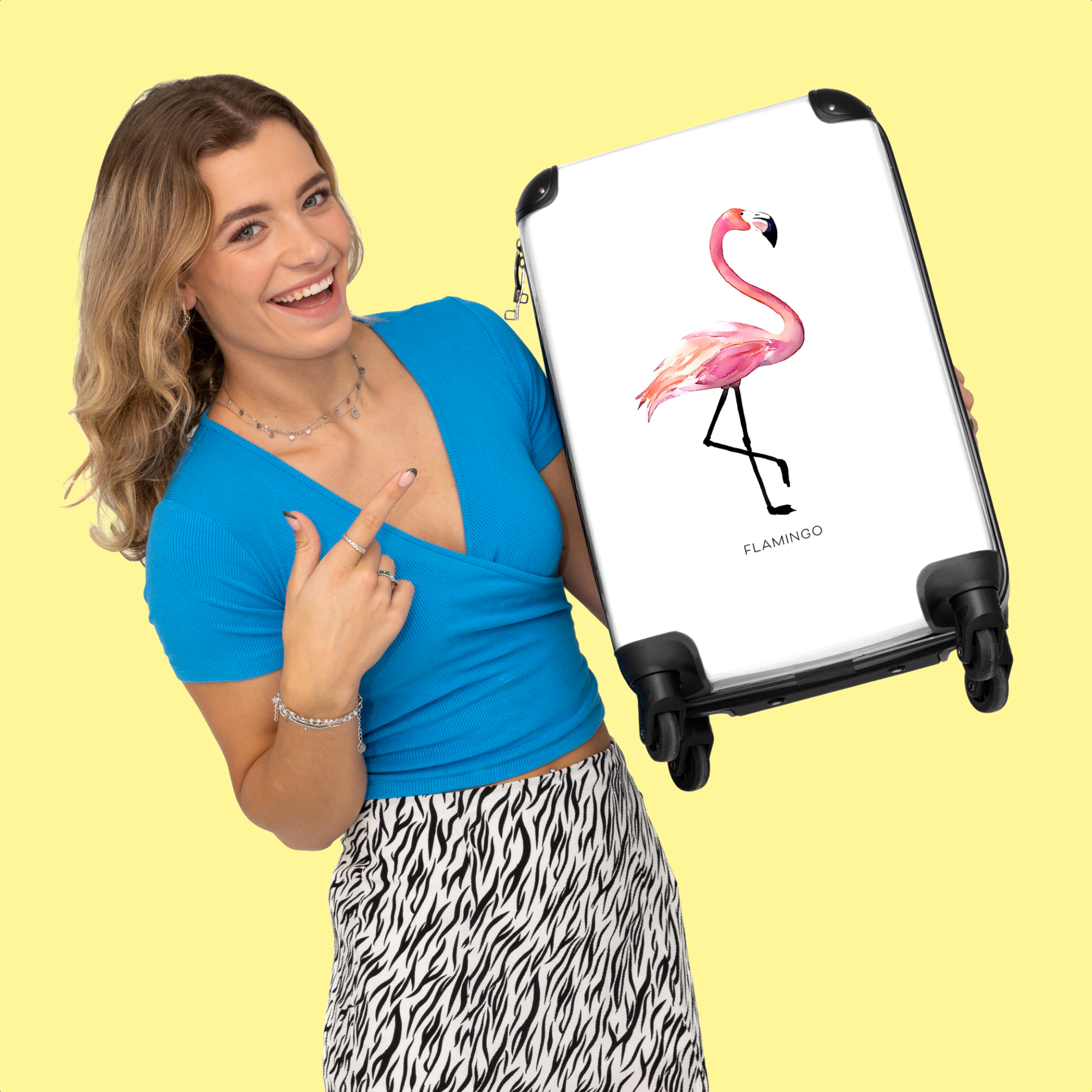 Koffer - Flamingo op witte achtergrond-thumbnail-3