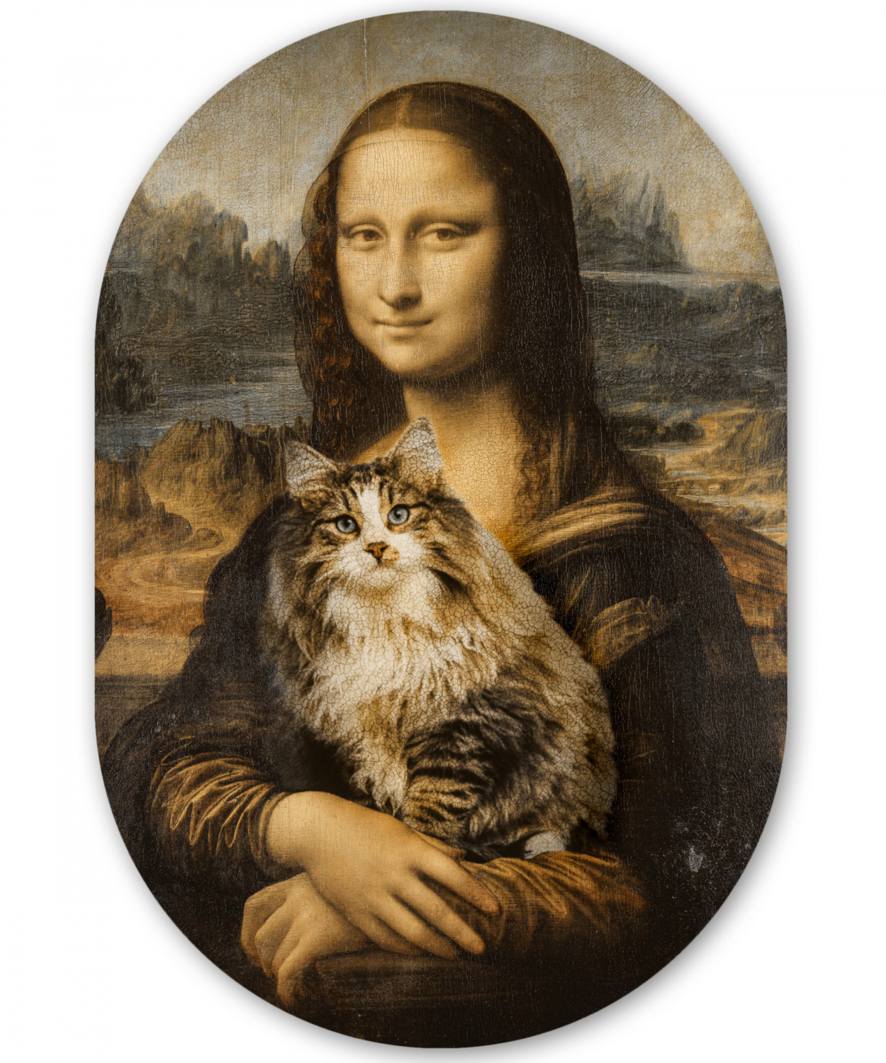 Muurovaal - Mona Lisa - Kat - Da Vinci