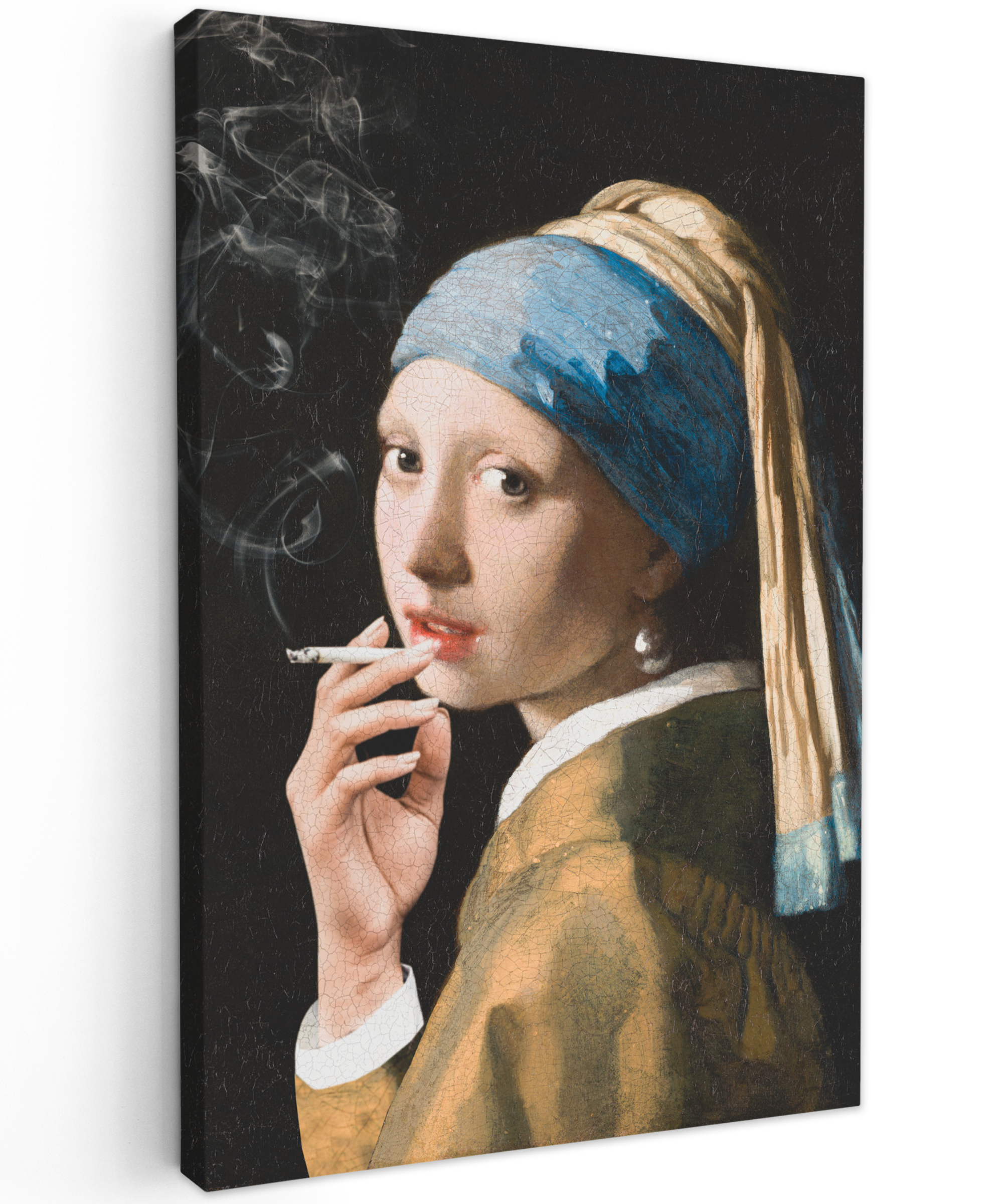 Canvas schilderij - Meisje met de parel - Johannes Vermeer - Sigaretten