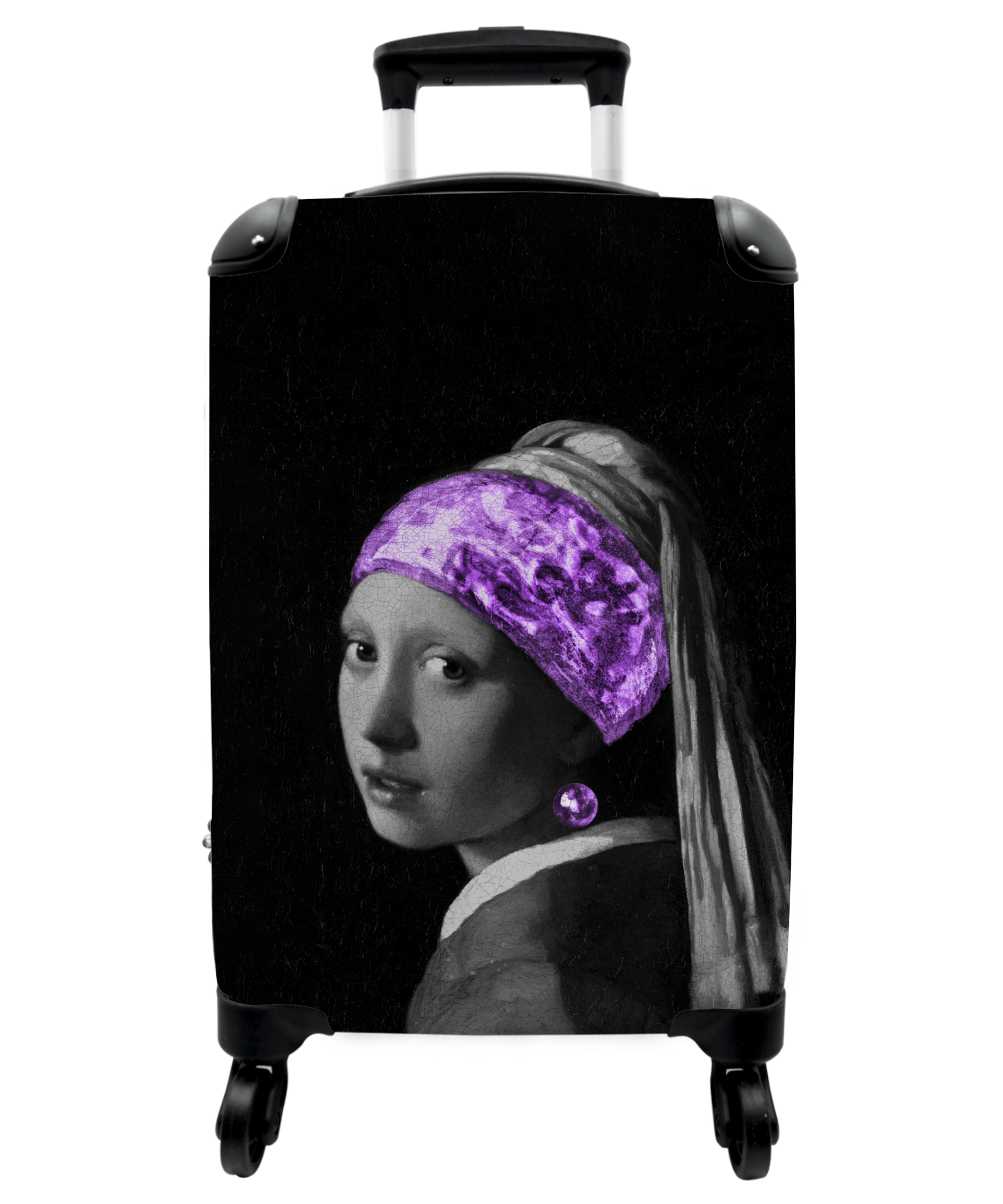 Koffer - Meisje met de parel - Paars - Hoofddoek - Zwart wit - Kunst