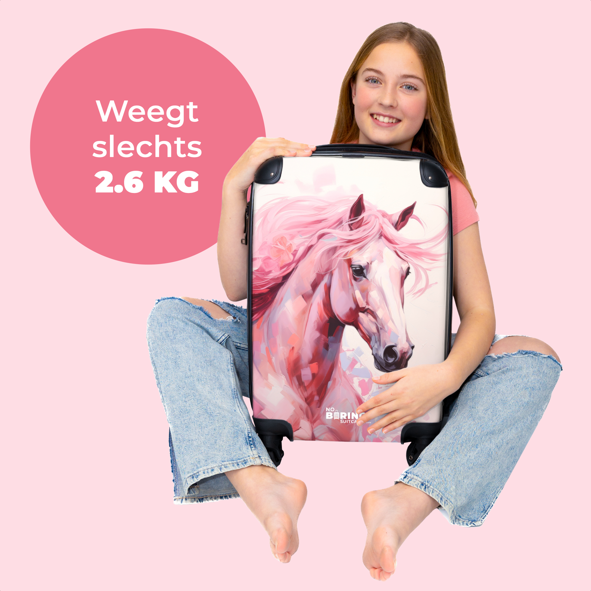 Koffer - Roze paard als waterverf illustratie-4