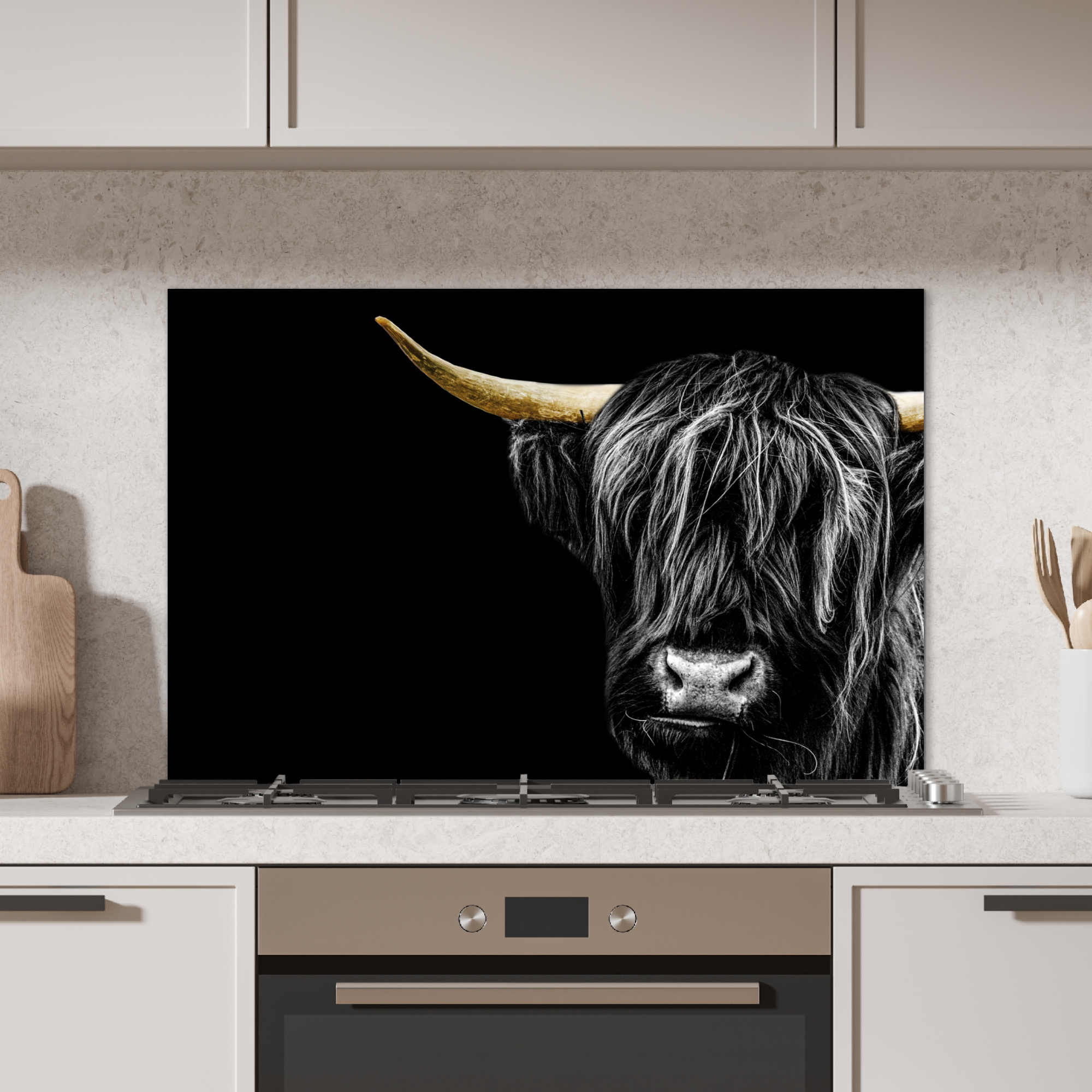 Spatscherm keuken - Schotse hooglander - Goud - Vacht-2