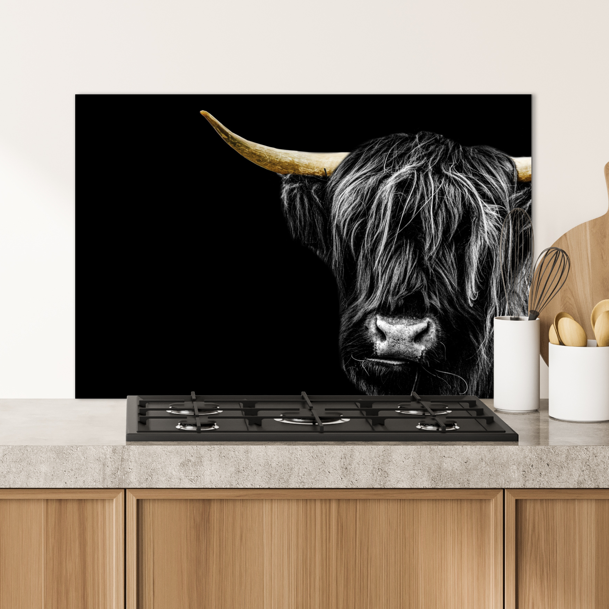 Spatscherm keuken - Schotse hooglander - Goud - Vacht-4