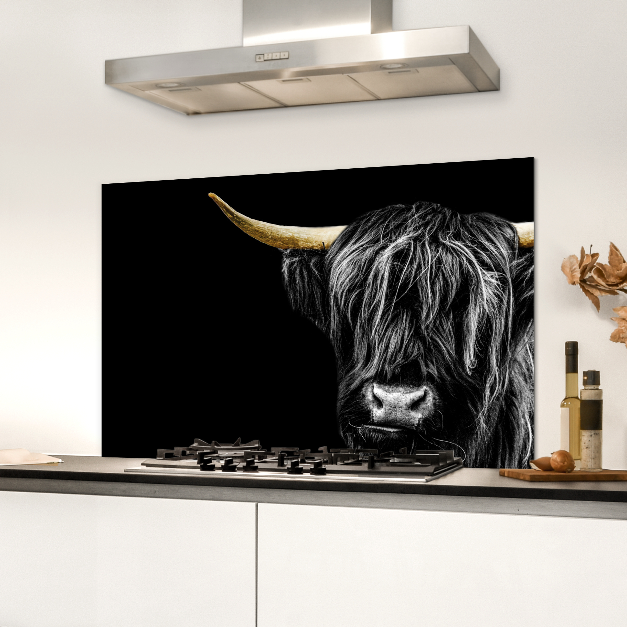 Spatscherm keuken - Schotse hooglander - Goud - Vacht-3