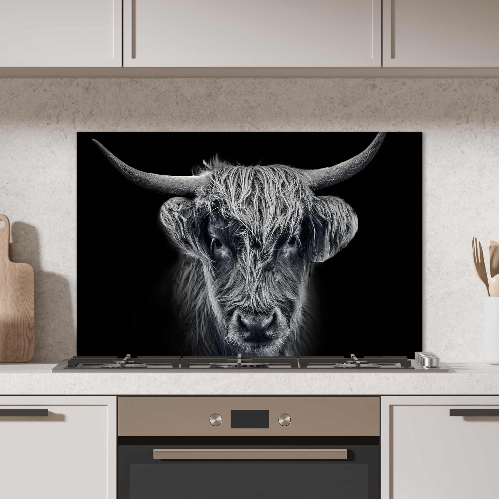 Spatscherm keuken - Schotse hooglander - Zwart - Koe - Dieren-2
