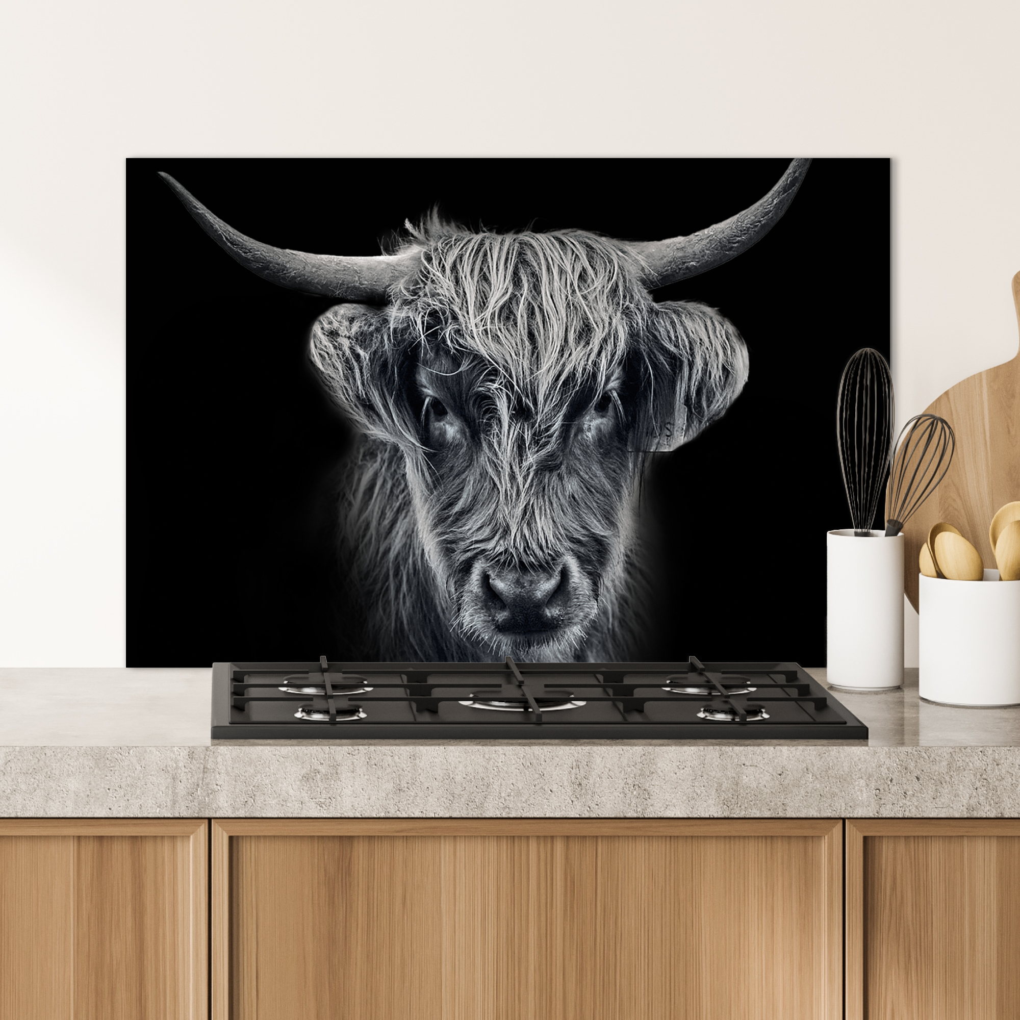 Spatscherm keuken - Schotse hooglander - Zwart - Koe - Dieren-4