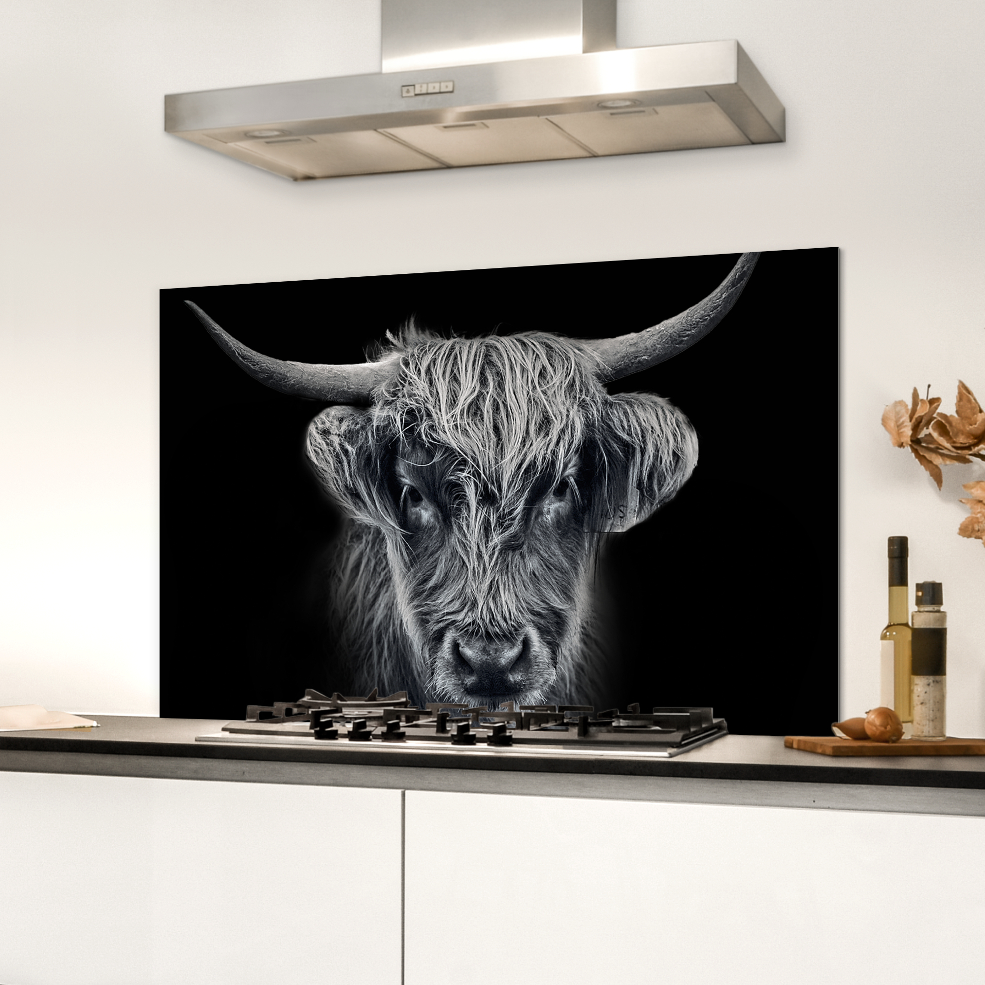Spatscherm keuken - Schotse hooglander - Zwart - Koe - Dieren-3