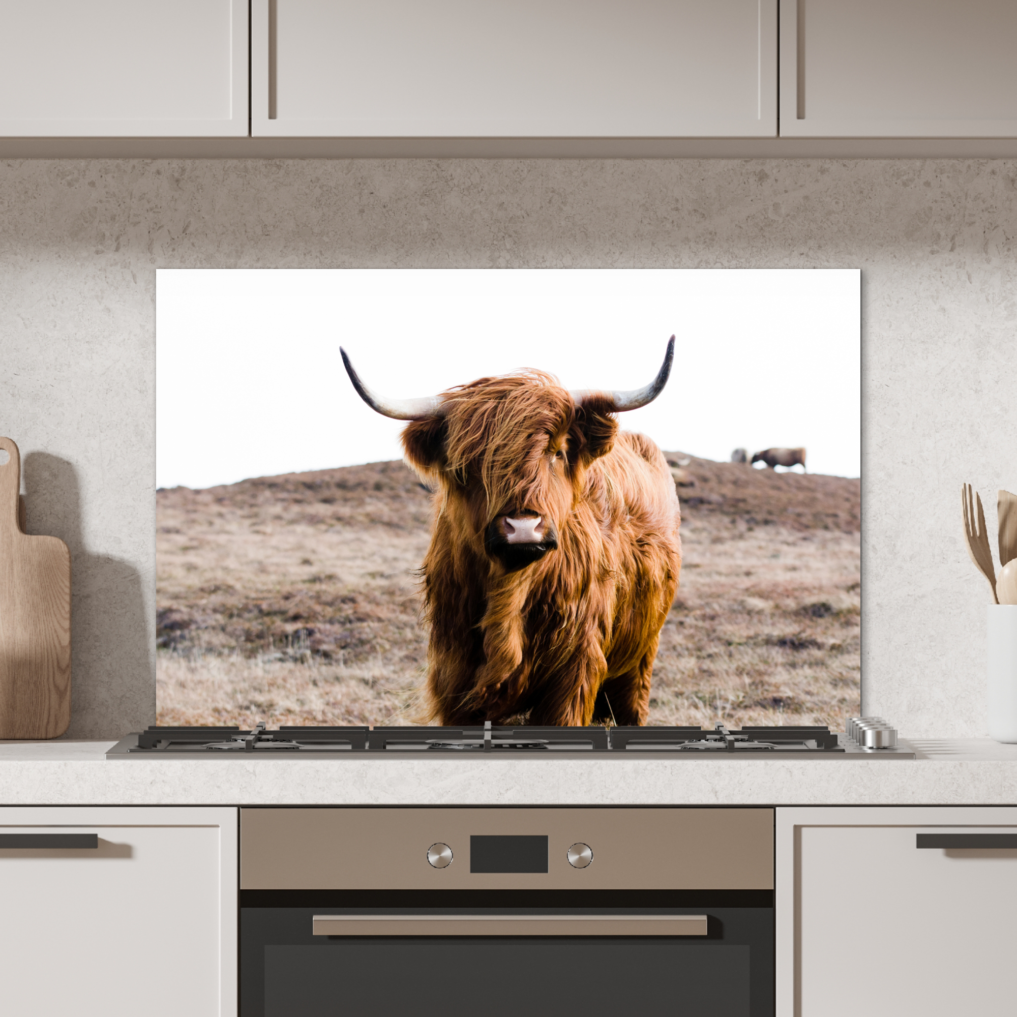 Spatscherm keuken - Schotse hooglander - Landschap - Koe - Bruin - Dieren - Natuur-2
