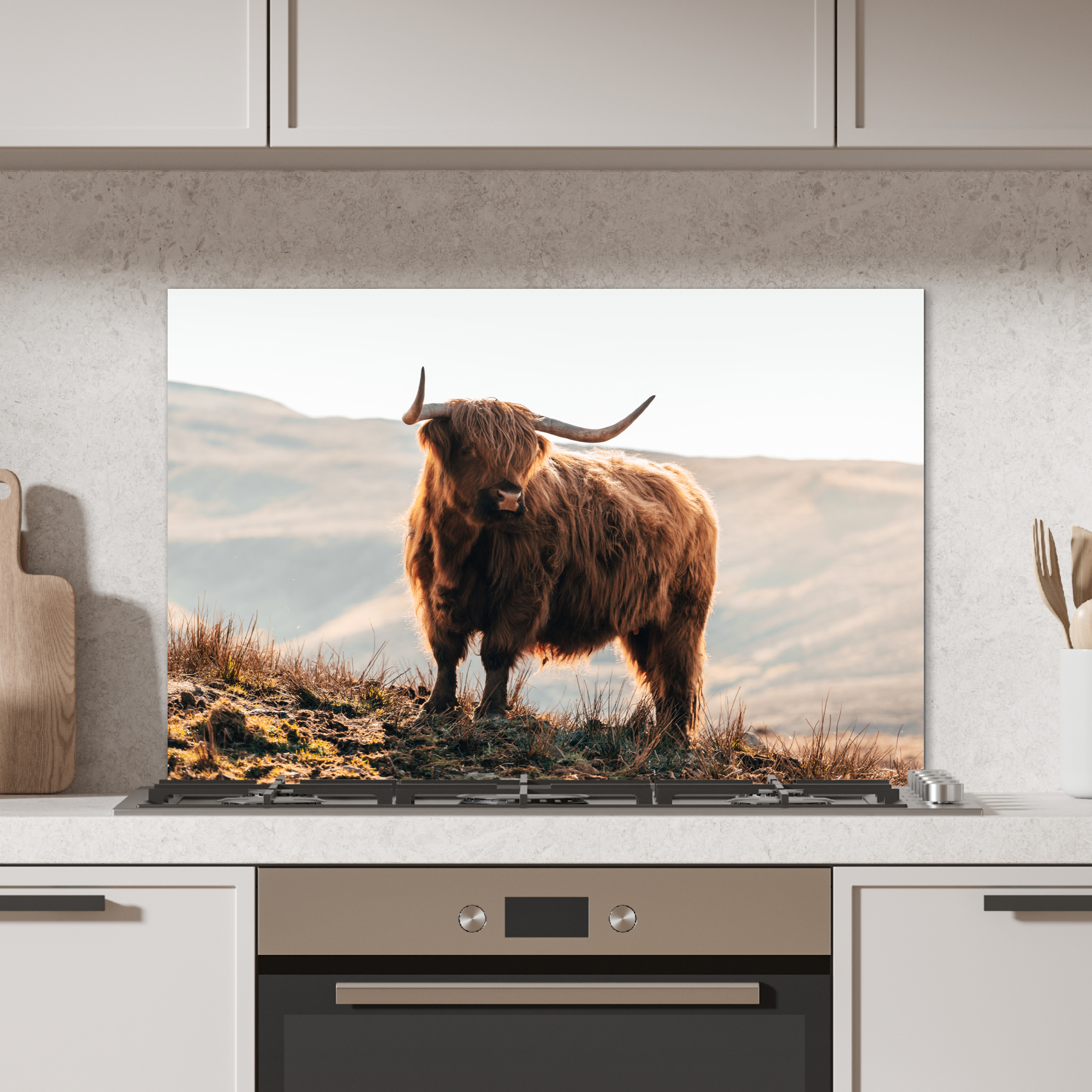 Spatscherm keuken - Schotse hooglander - Dieren - Landelijk - Landschap - Koe - Natuur-2