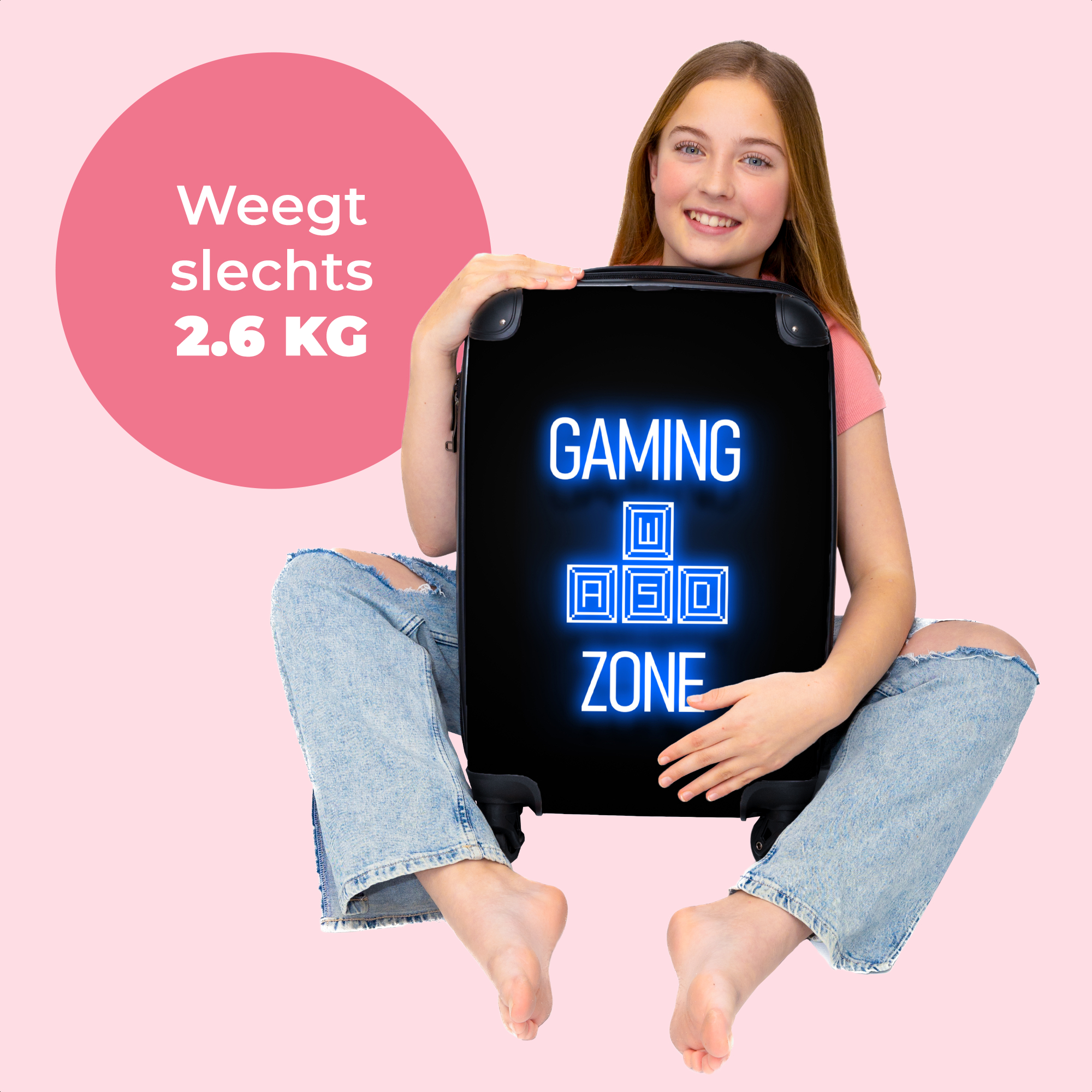Koffer - Gaming - Tekst - Gaming zone - Neon - Blauw-4