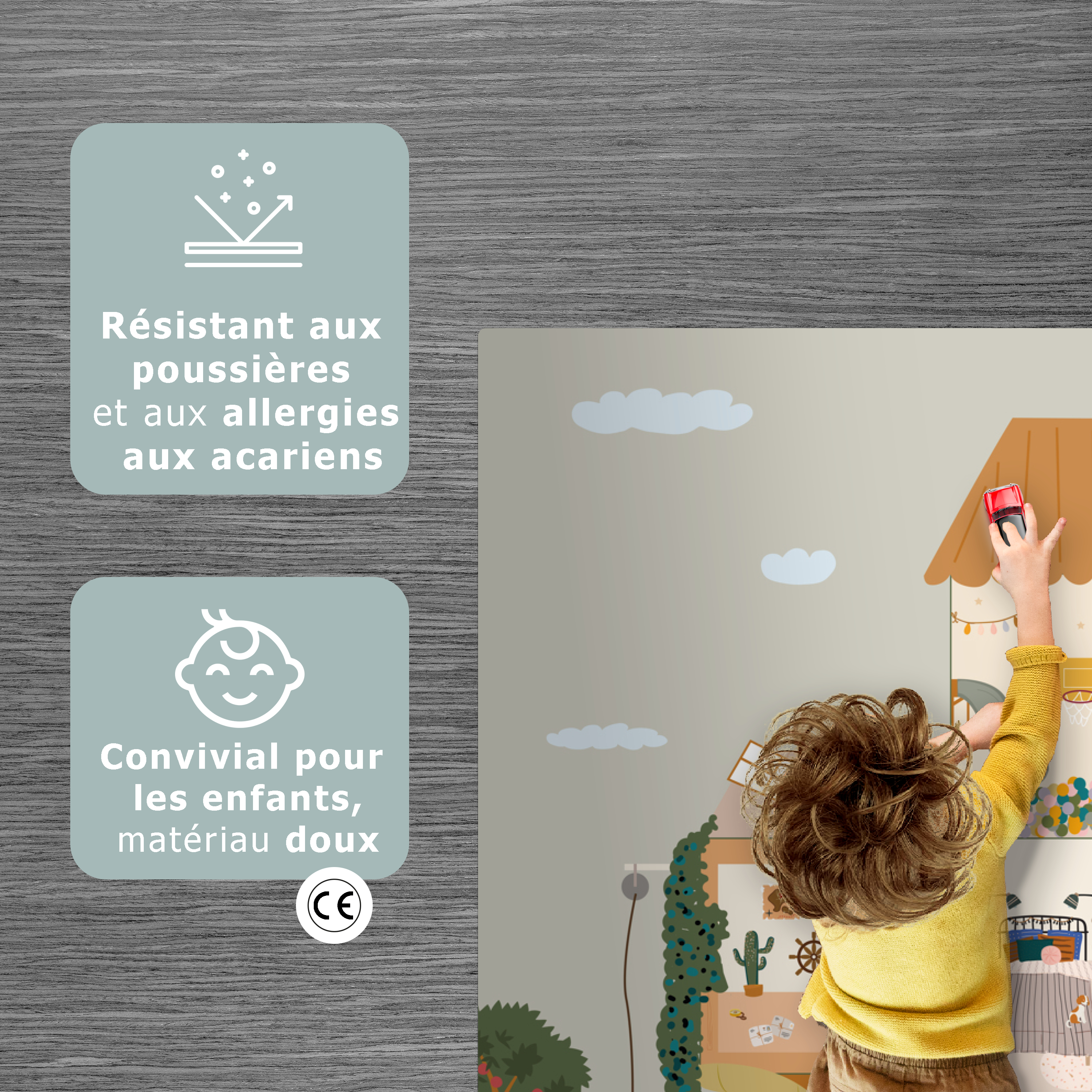 Tapis de jeu - Maison de poupée - Enfant - Mobilier - Design - Marron-2