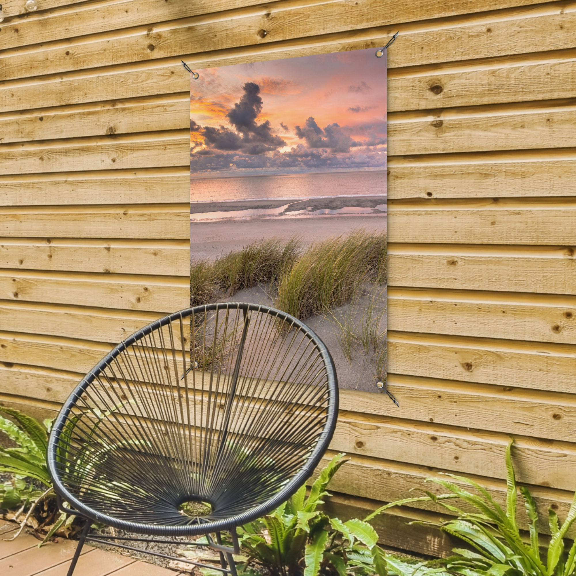 Tuinposter - Zonsondergang - Duin - Strand - Planten - Zee - Staand-4