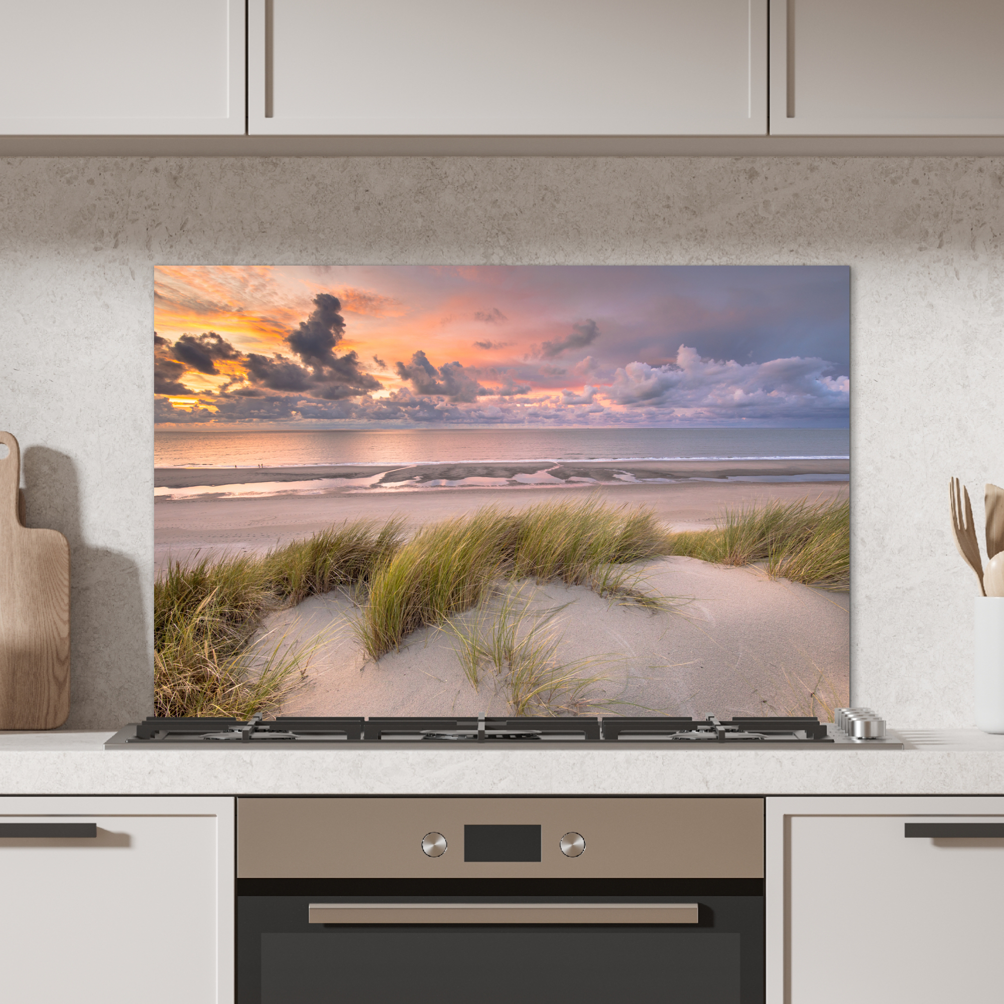 Spatscherm keuken - Zonsondergang - Duin - Strand - Planten - Zee-2