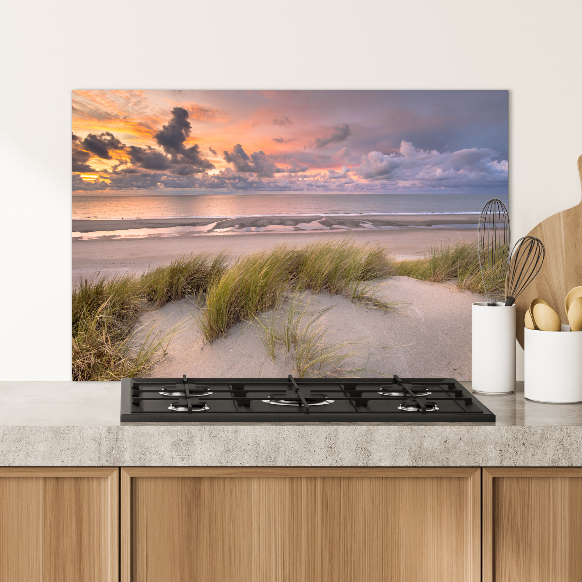 Spatscherm keuken - Zonsondergang - Duin - Strand - Planten - Zee-4