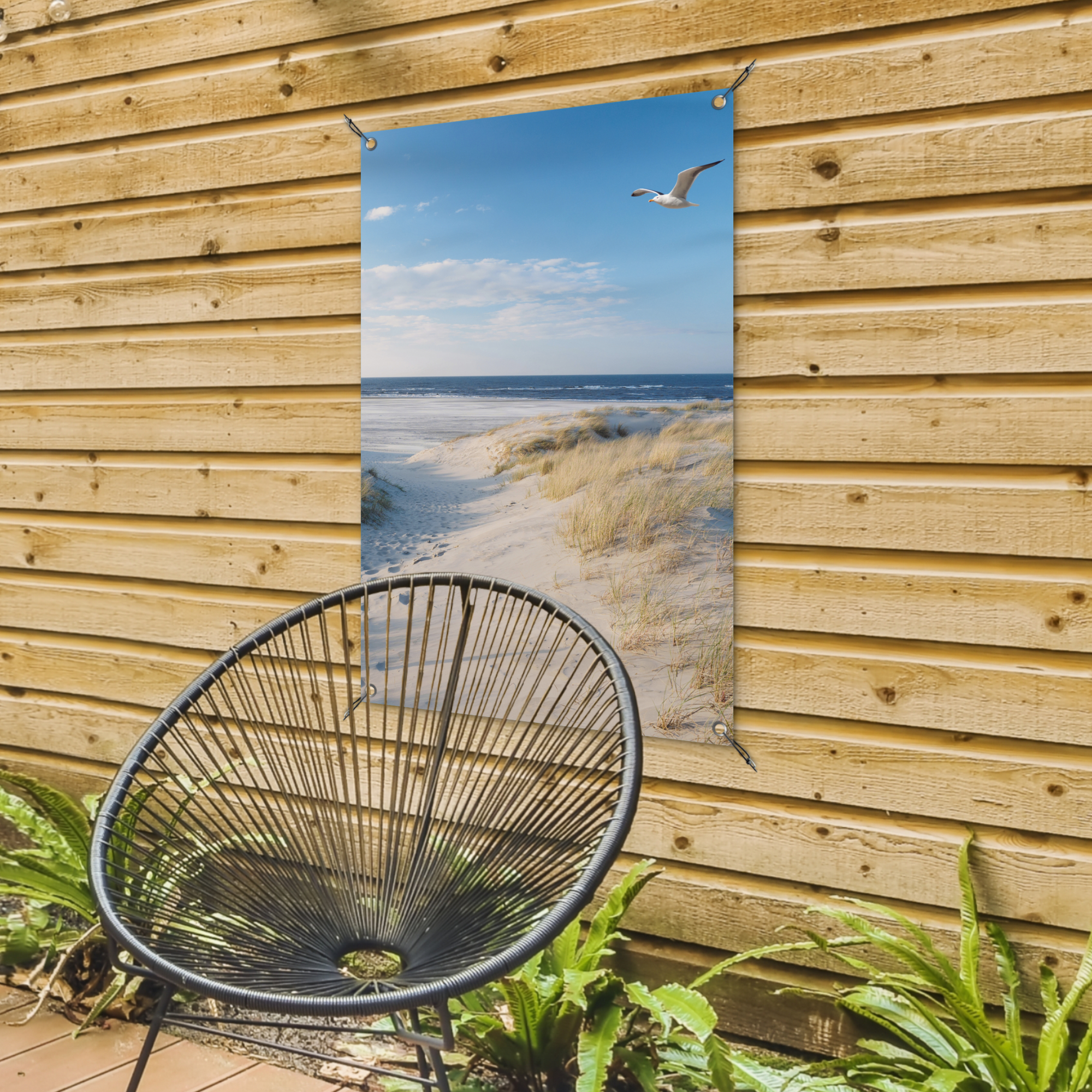 Tuinposter - Duin - Meeuw - Strand - Zee - Zon - Staand-4