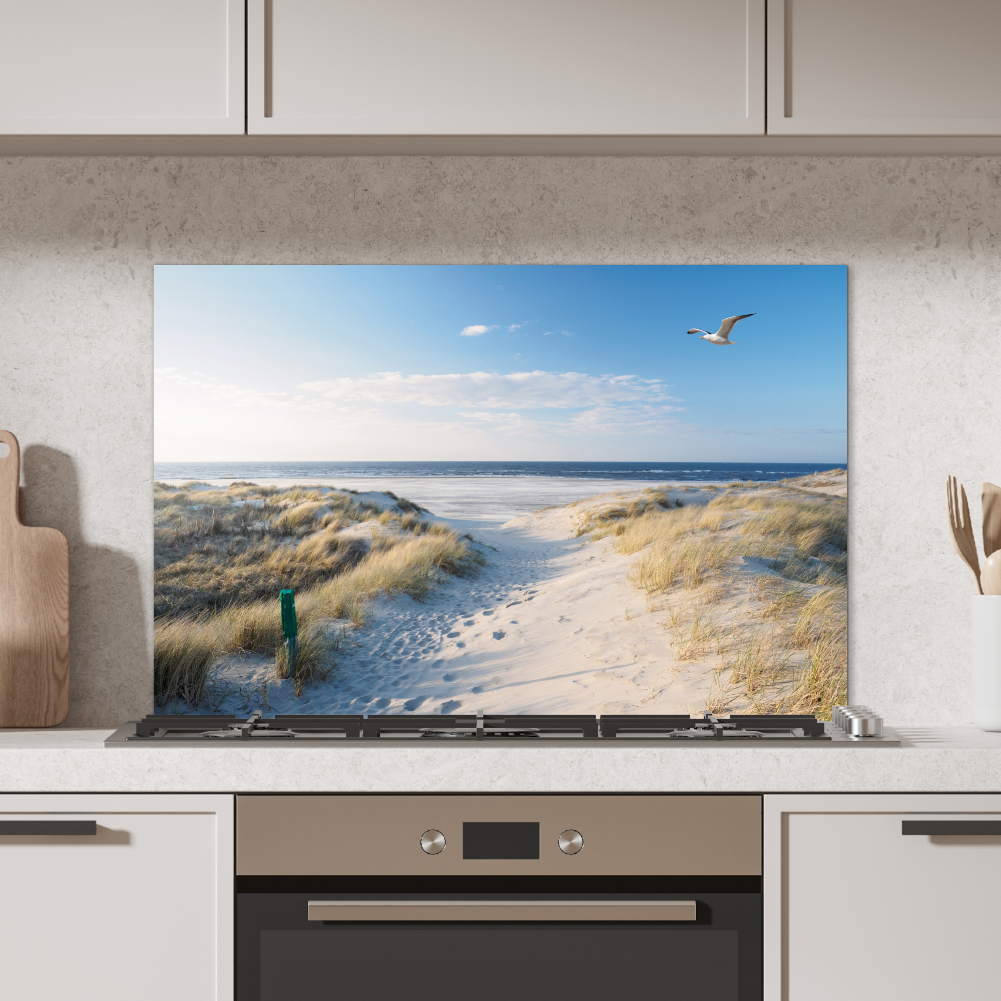 Spatscherm keuken - Duin - Meeuw - Strand - Zee - Zon-2