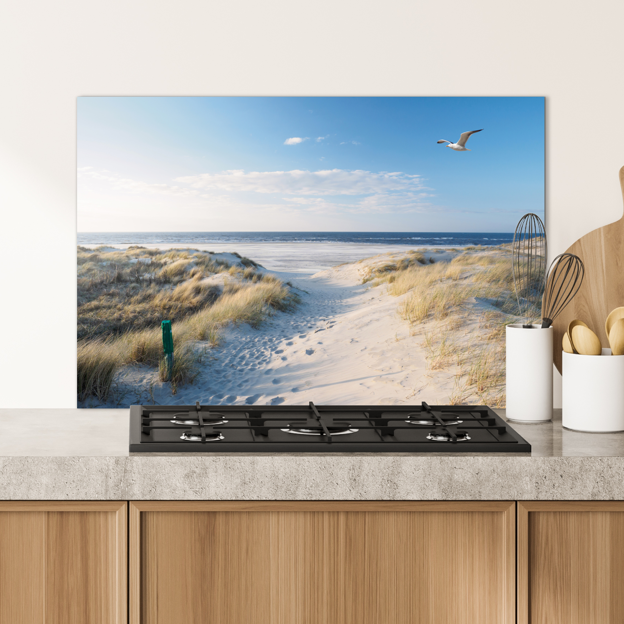 Spatscherm keuken - Duin - Meeuw - Strand - Zee - Zon-4