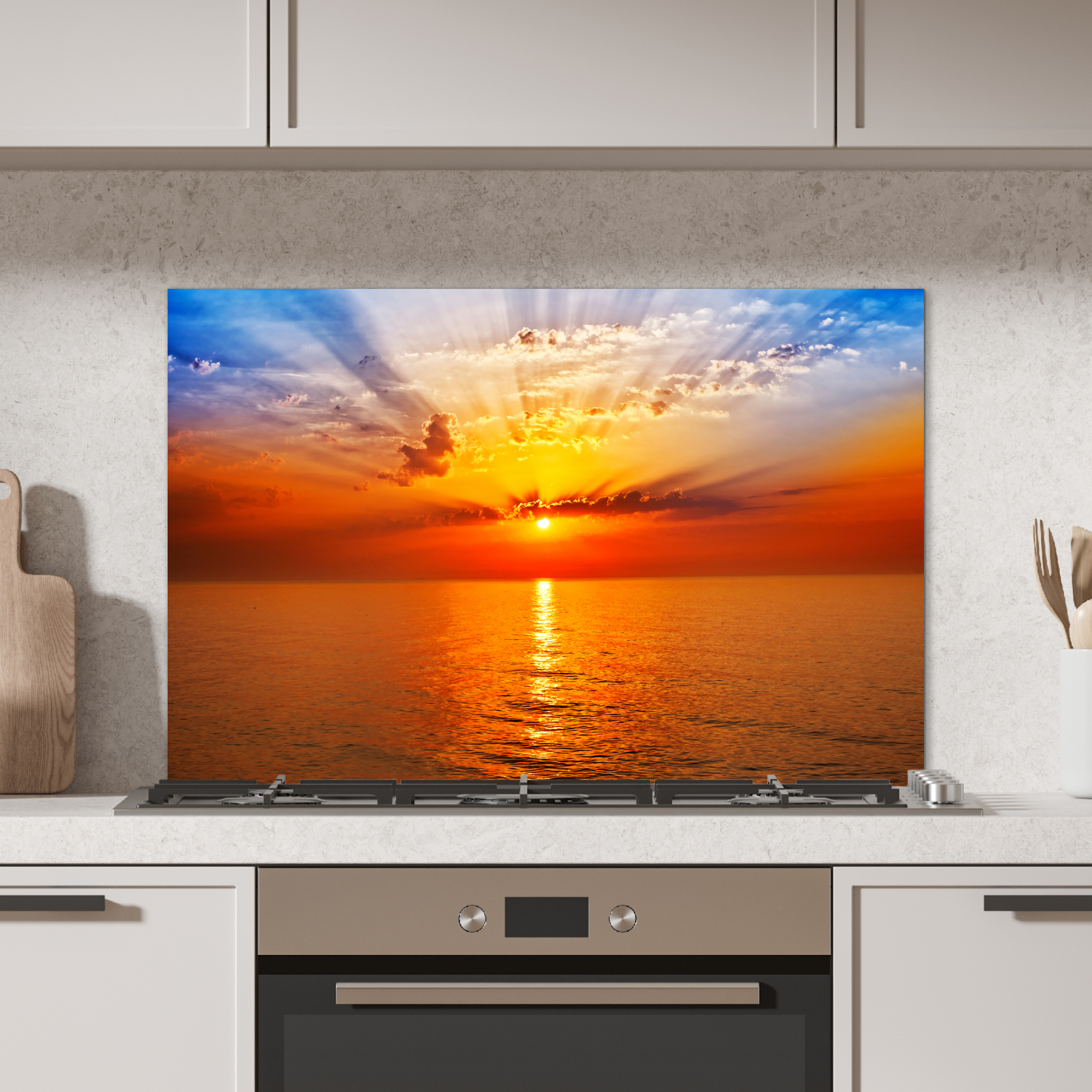 Spatscherm keuken - Zonsondergang - Zee - Lucht - Oranje - Horizon - Water-2